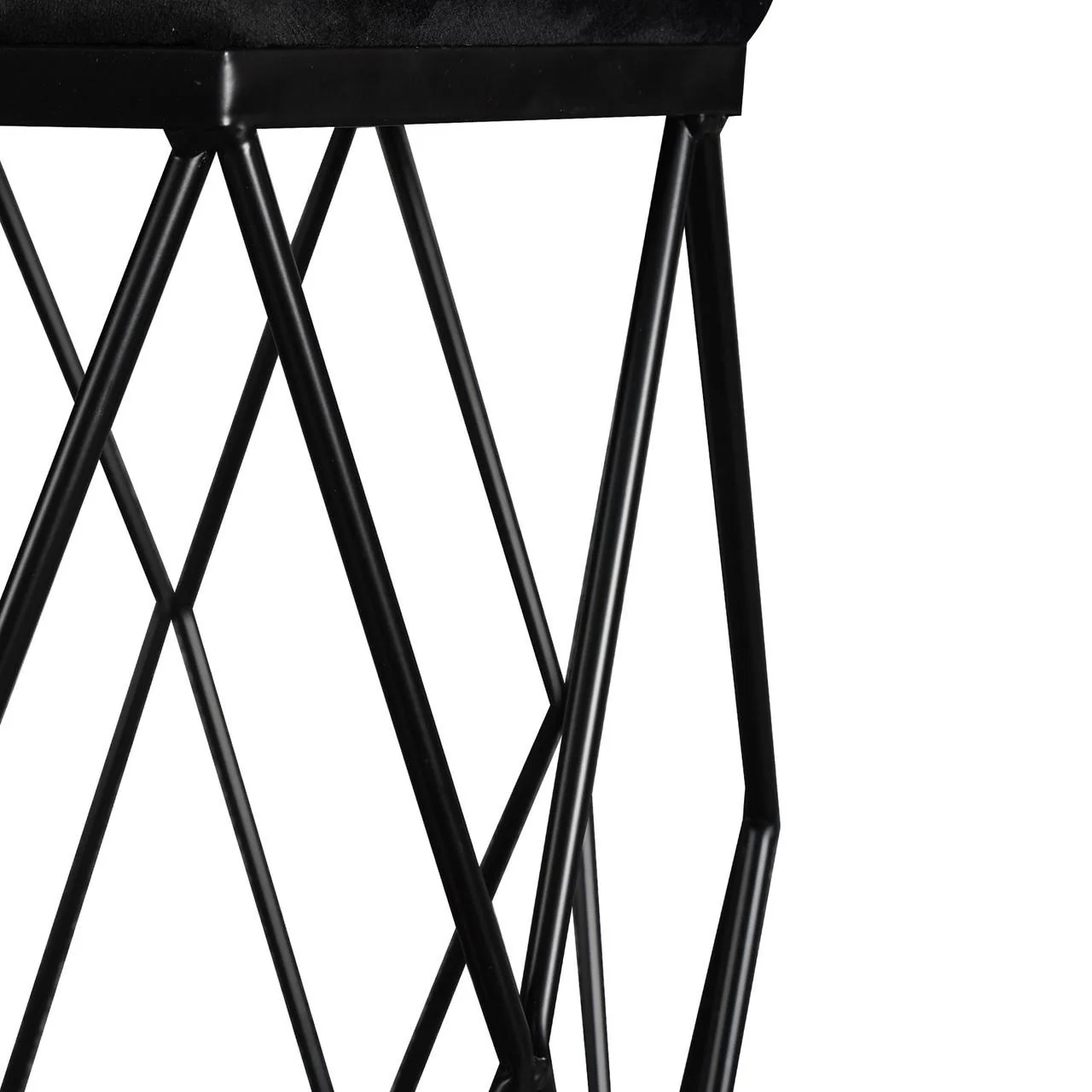 Paisley Velvet Round Accent Stool with Cushion in Black - Image 5