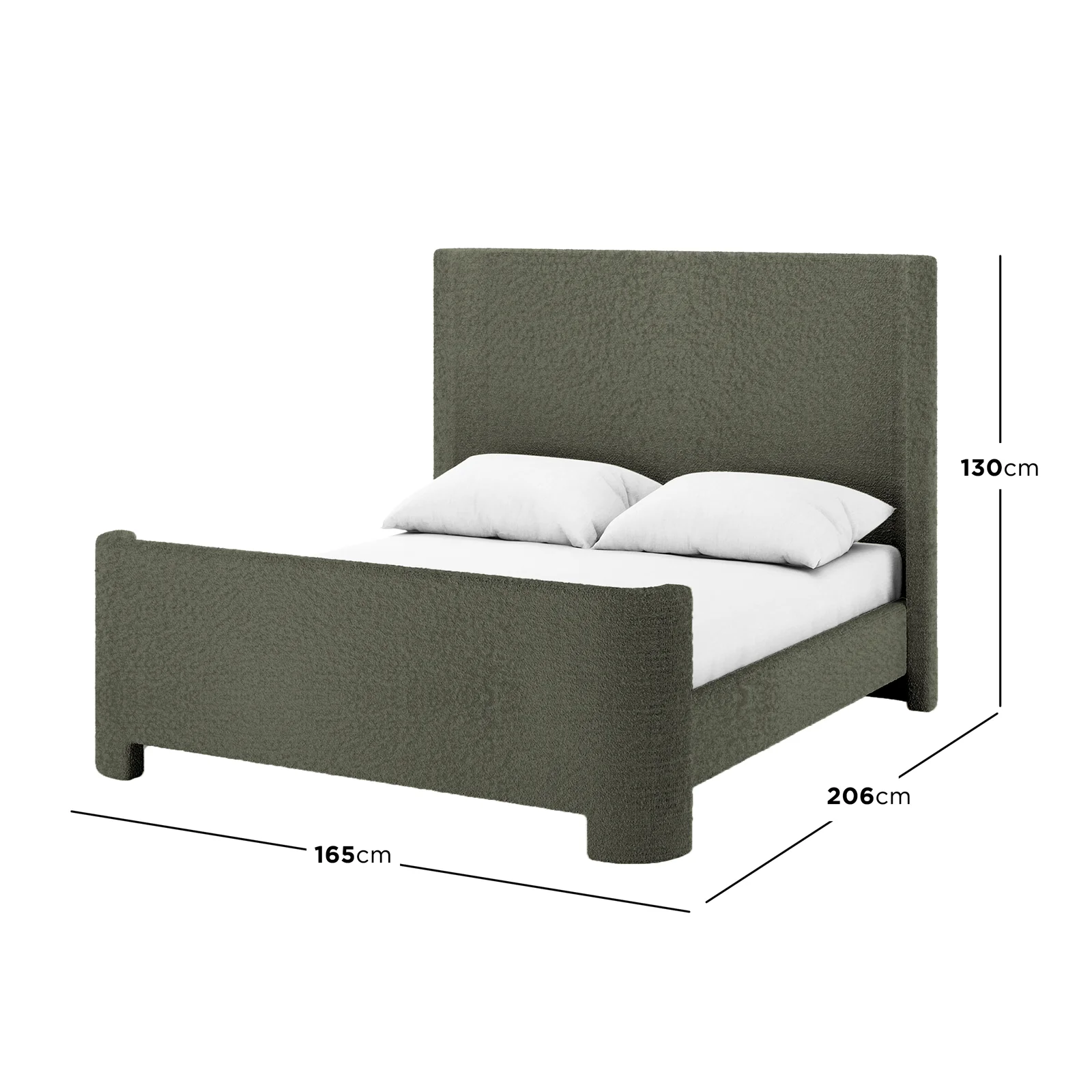 Palmira Double Boucle Fabric Bed Frame in Dark Green - Image 3