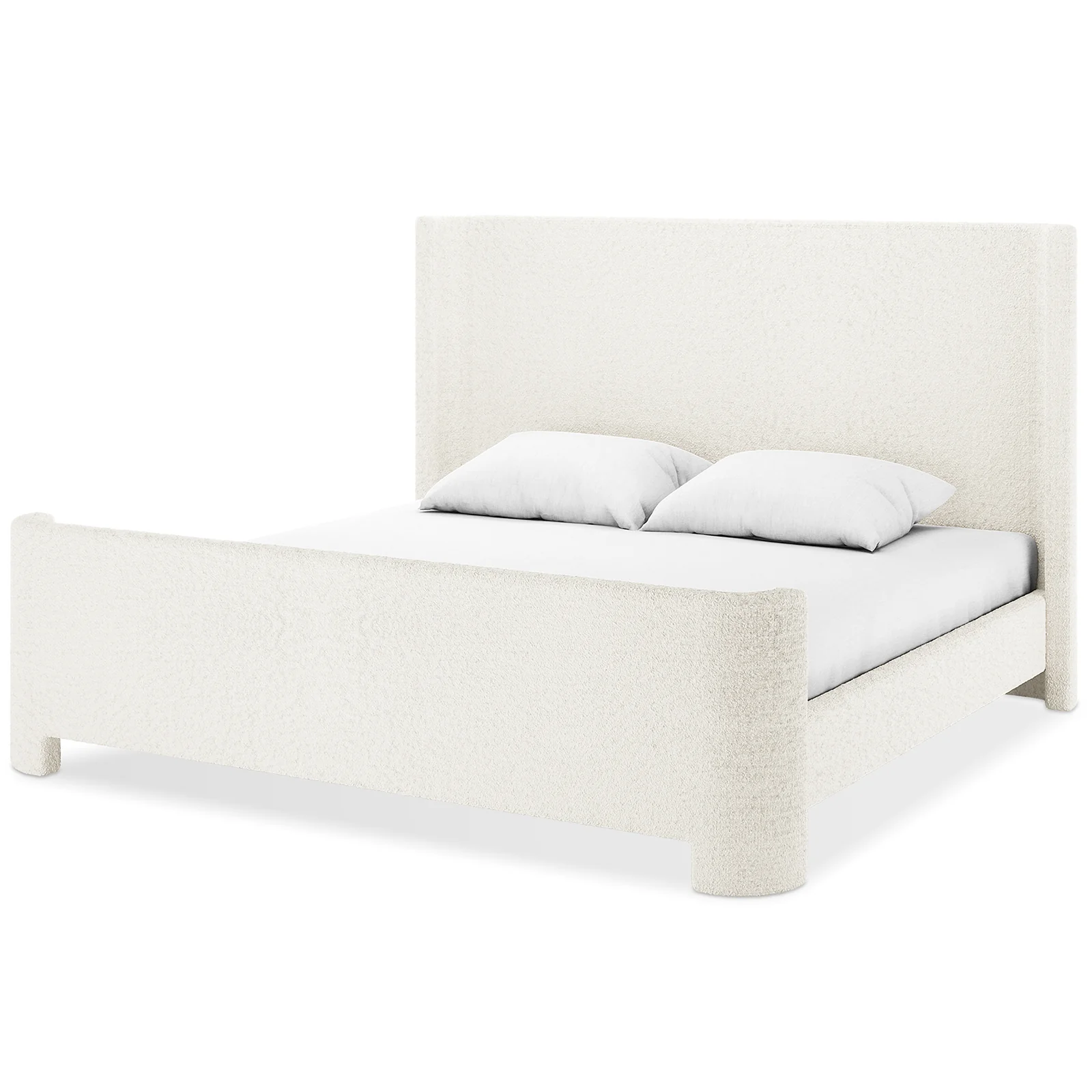 Palmira King Boucle Fabric Bed Frame in Cream White