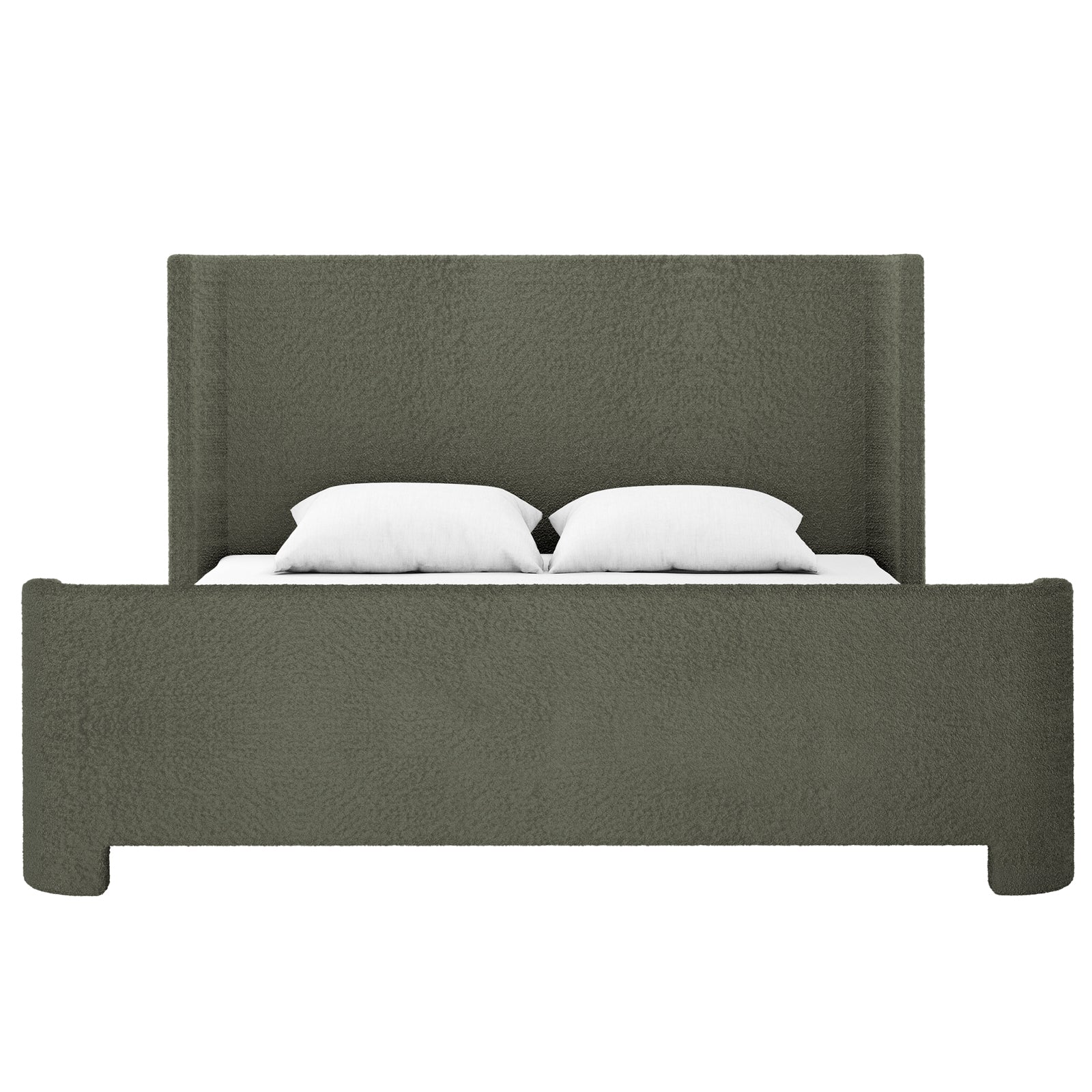 Palmira King Boucle Fabric Bed Frame in Dark Green - Image 4