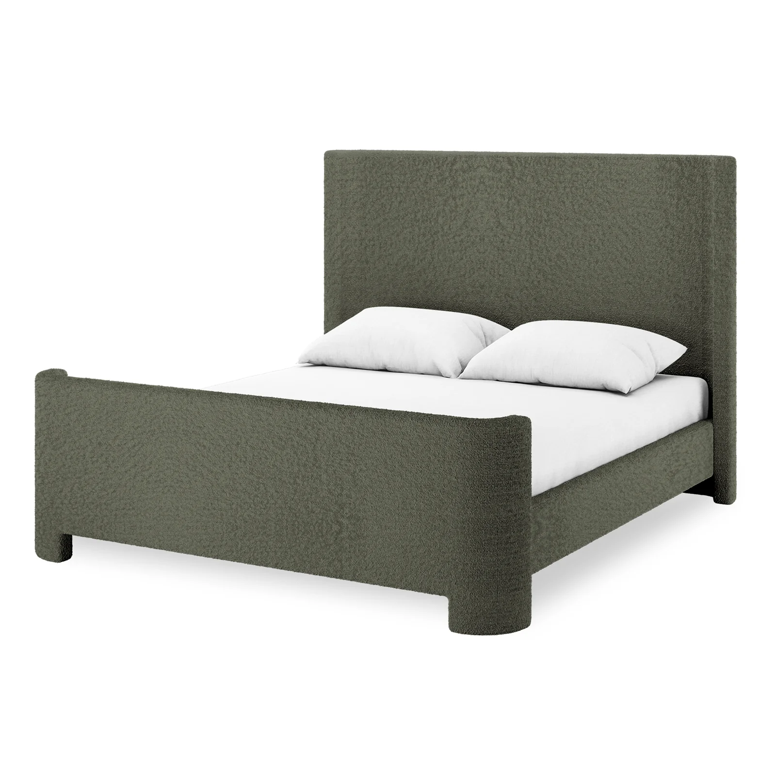 Palmira Queen Boucle Fabric Bed Frame in Dark Green