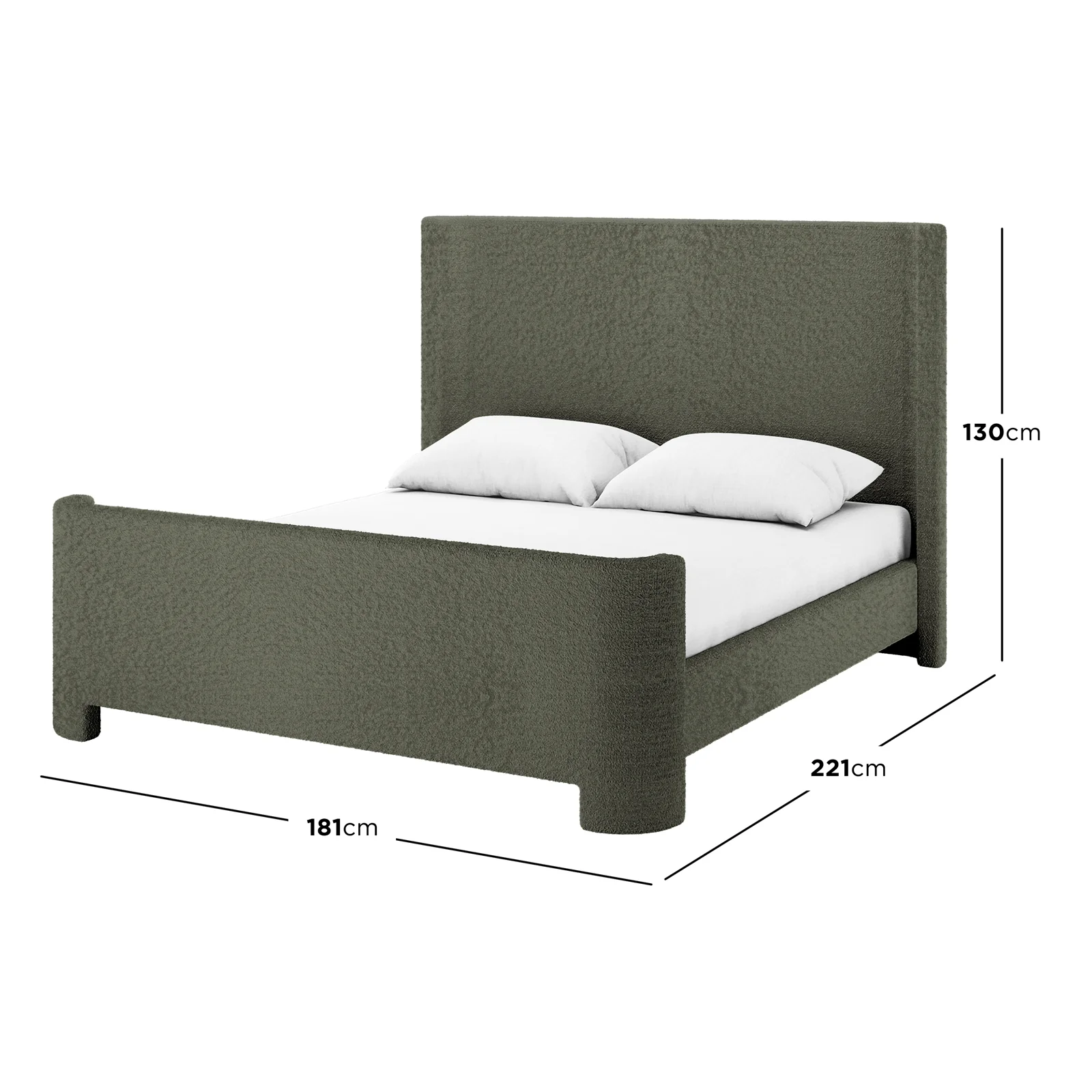 Palmira Queen Boucle Fabric Bed Frame in Dark Green - Image 3
