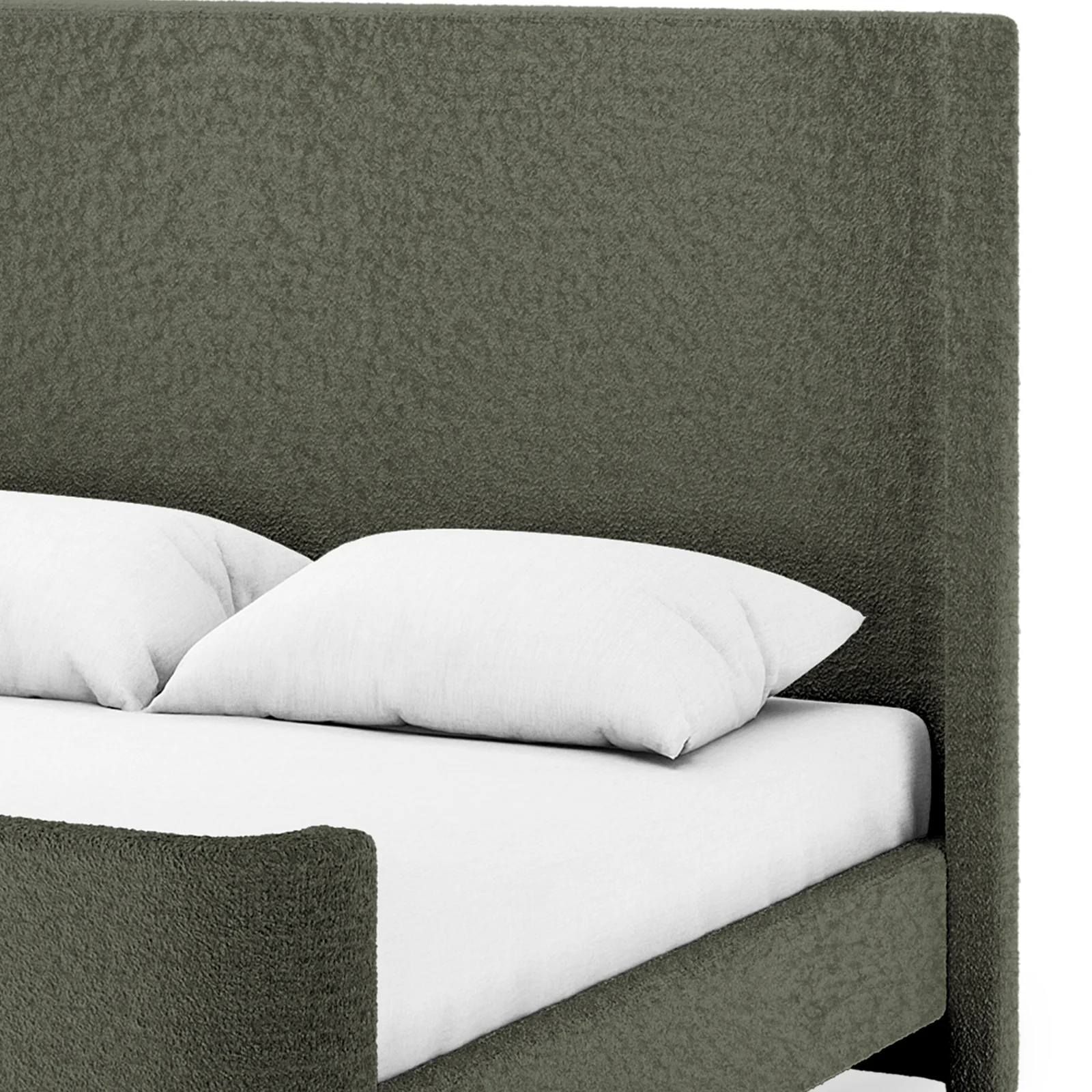 Palmira Queen Boucle Fabric Bed Frame in Dark Green - Image 6