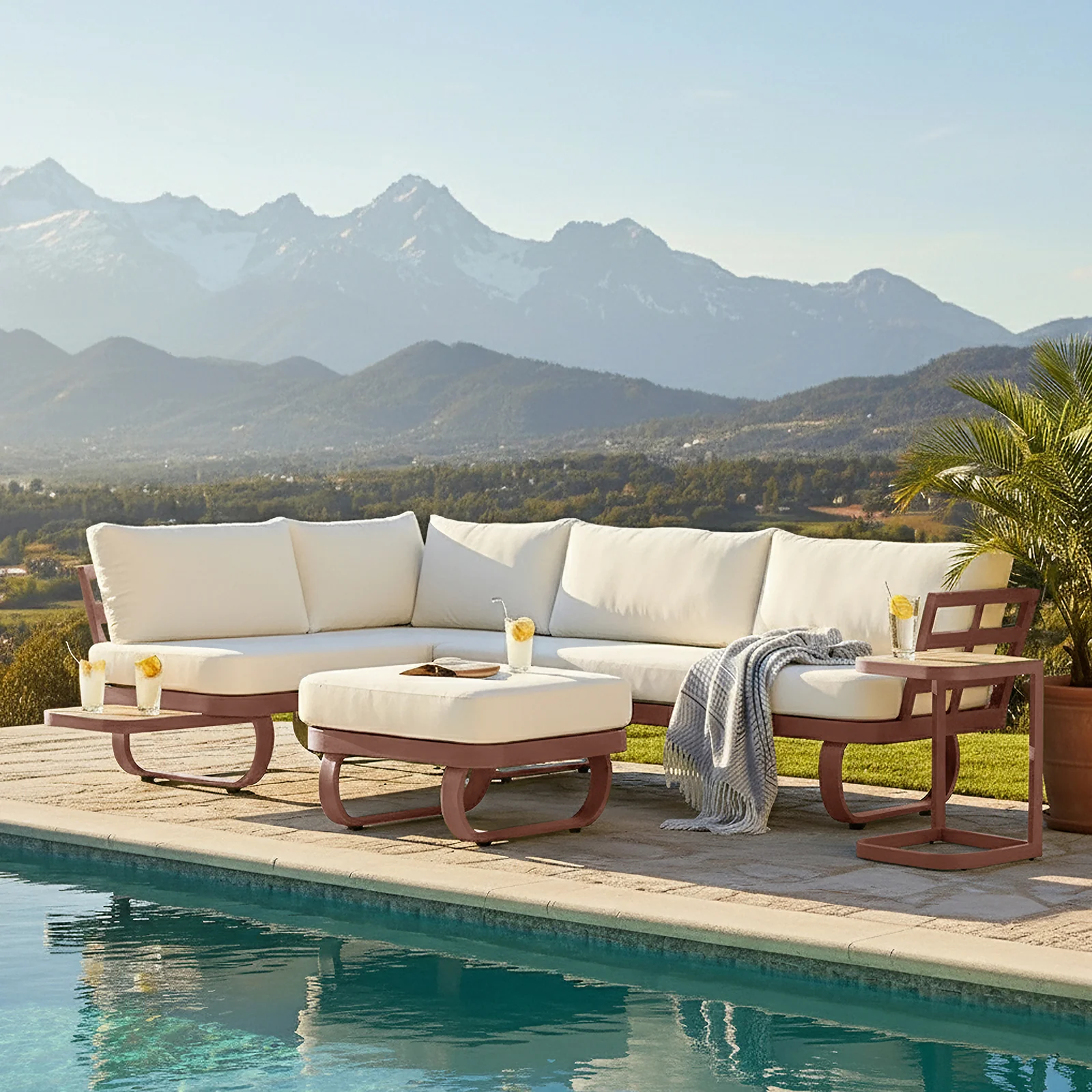 Paloma Modular Outdoor Lounge Set in Terracotta - Image 3