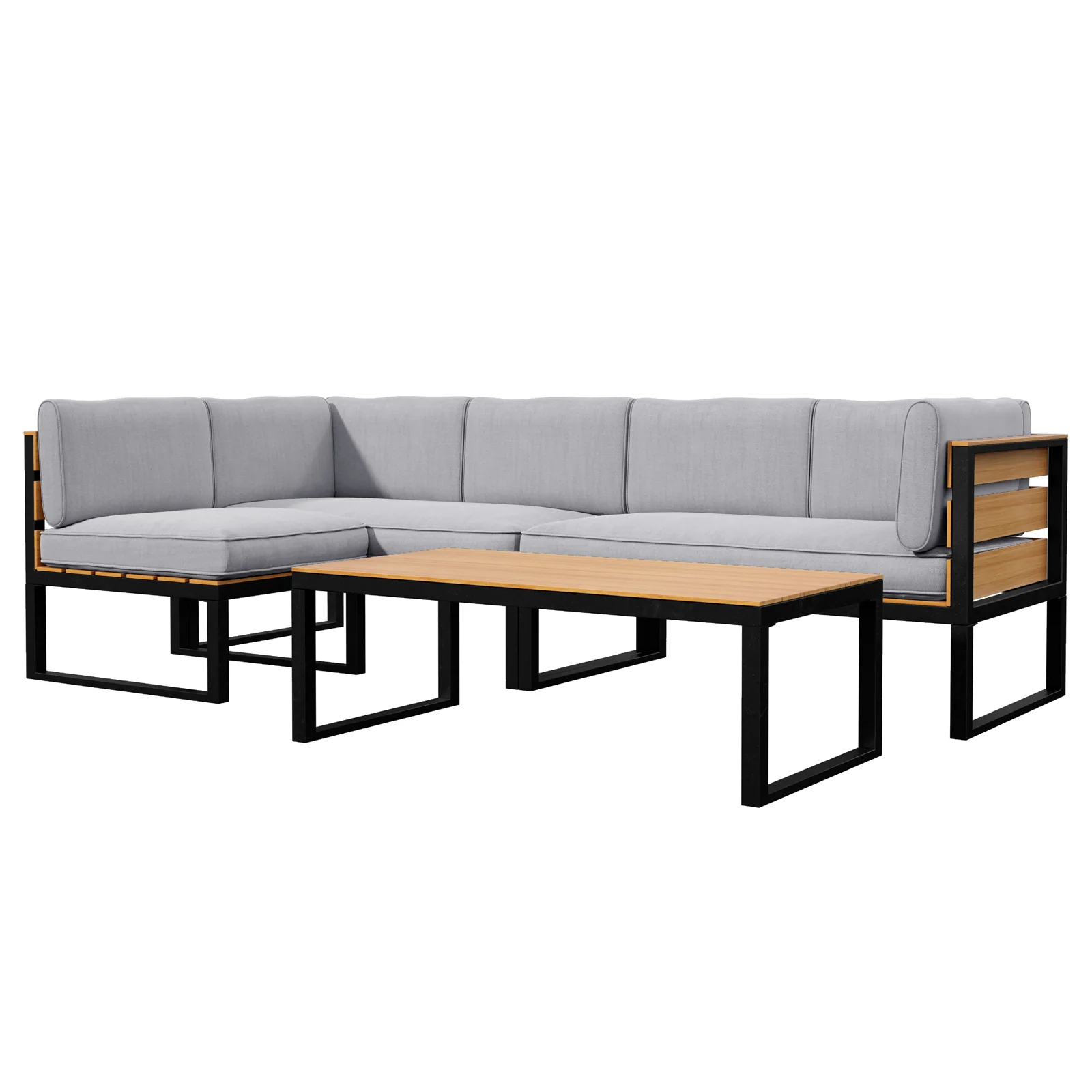 Panaluu 5 Seater Aluminium Corner Outdoor Lounge in Grey