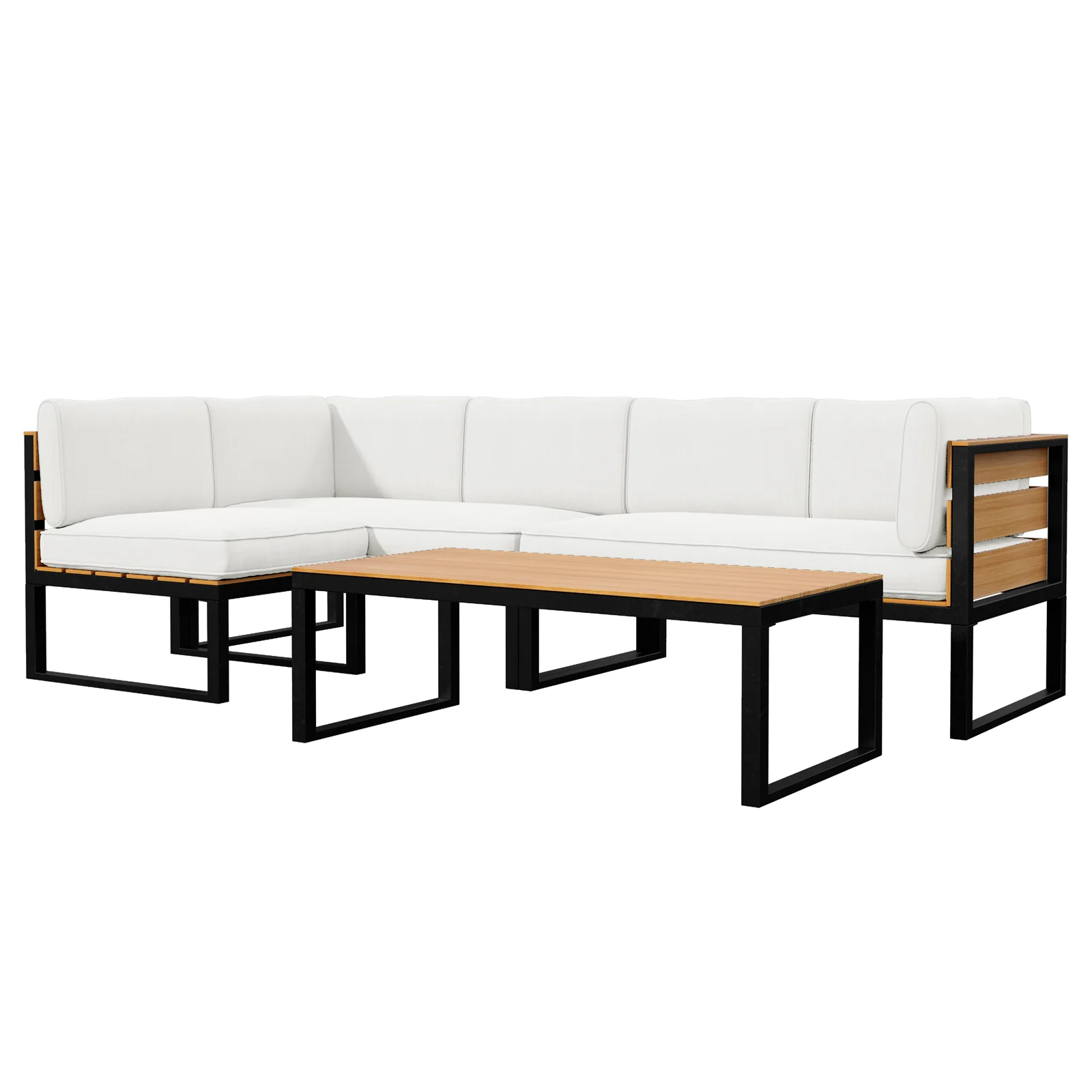 Panaluu 5 Seater Aluminium Corner Outdoor Lounge in White