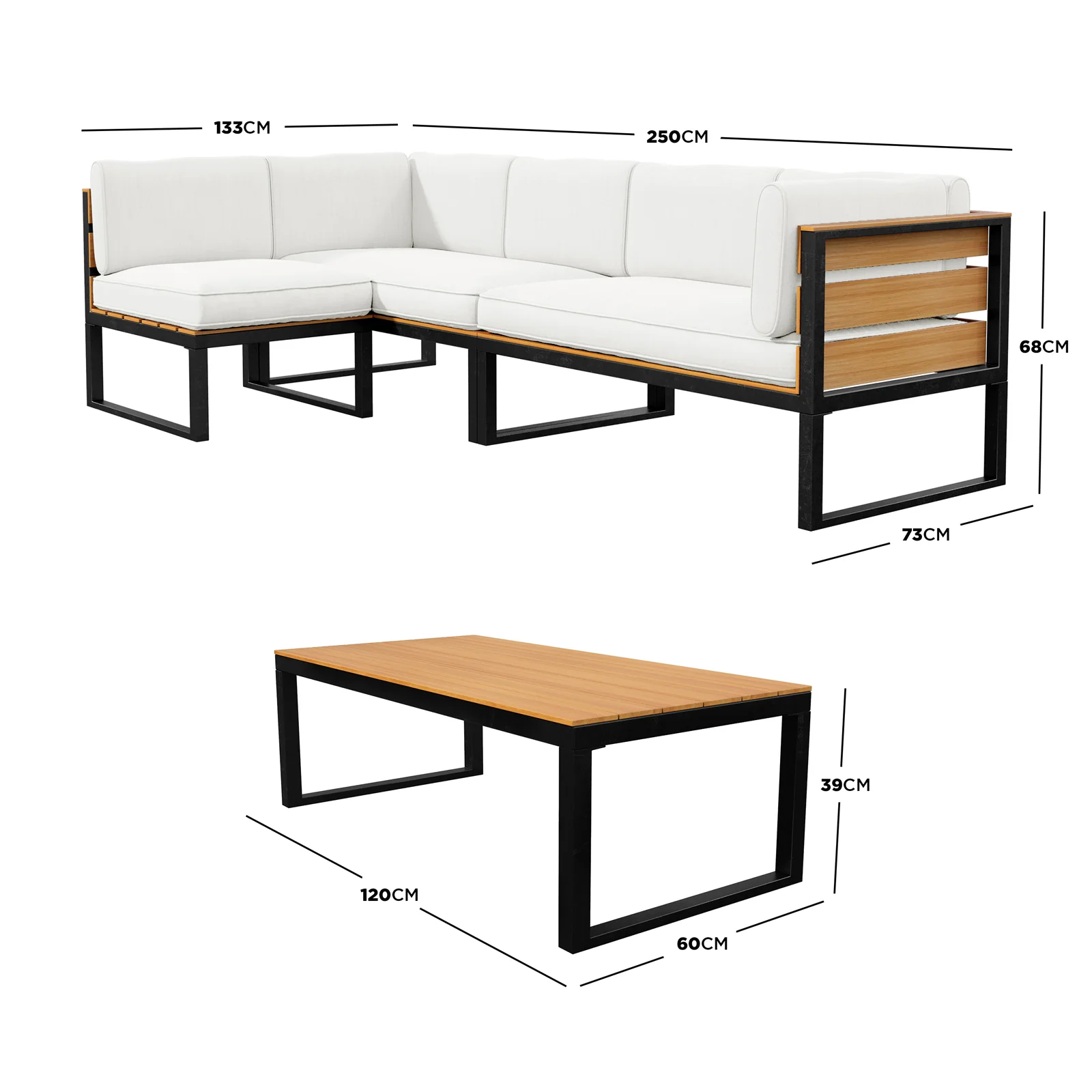 Panaluu 5 Seater Aluminium Corner Outdoor Lounge in White - Image 3