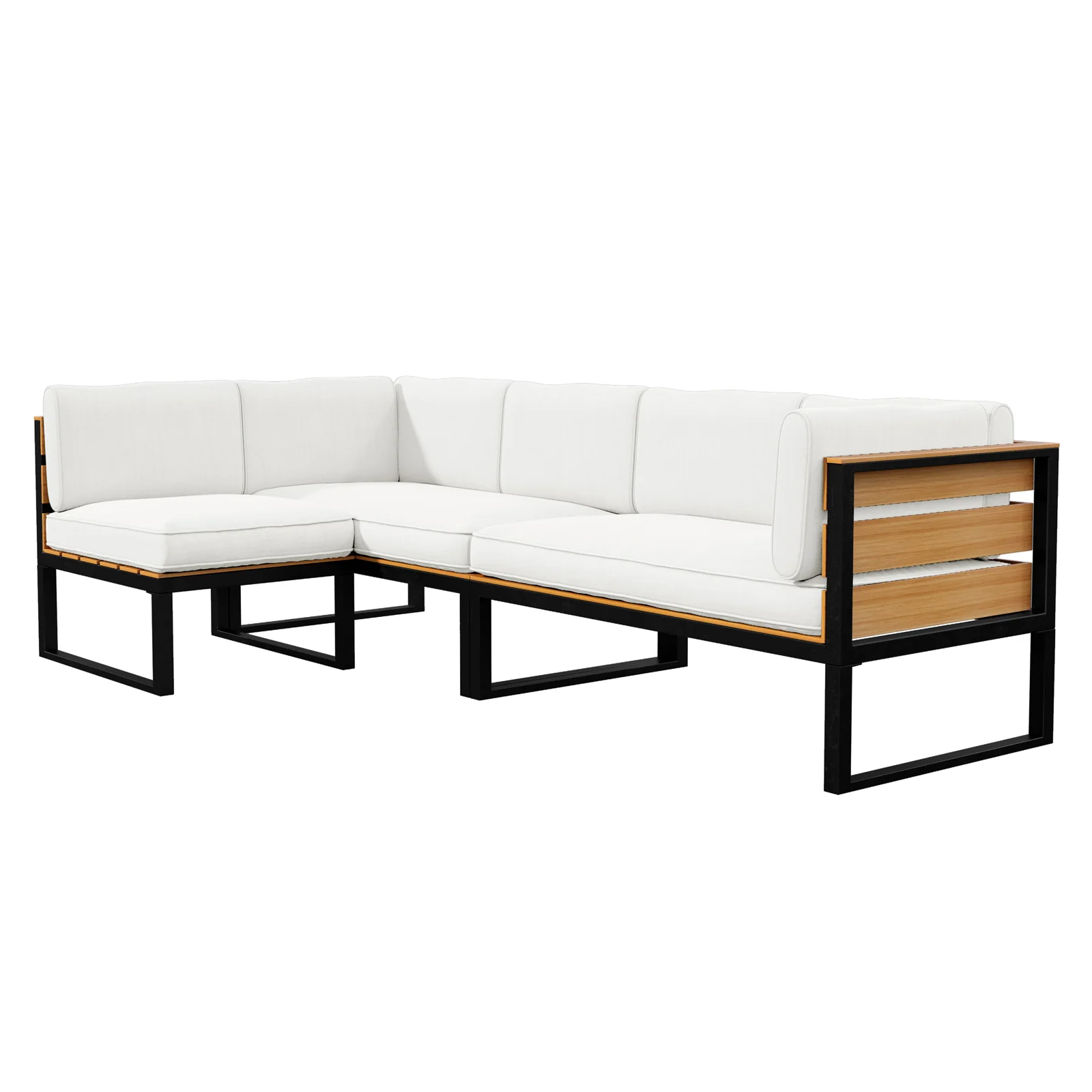 Panaluu 5 Seater Aluminium Corner Outdoor Lounge in White - Image 5