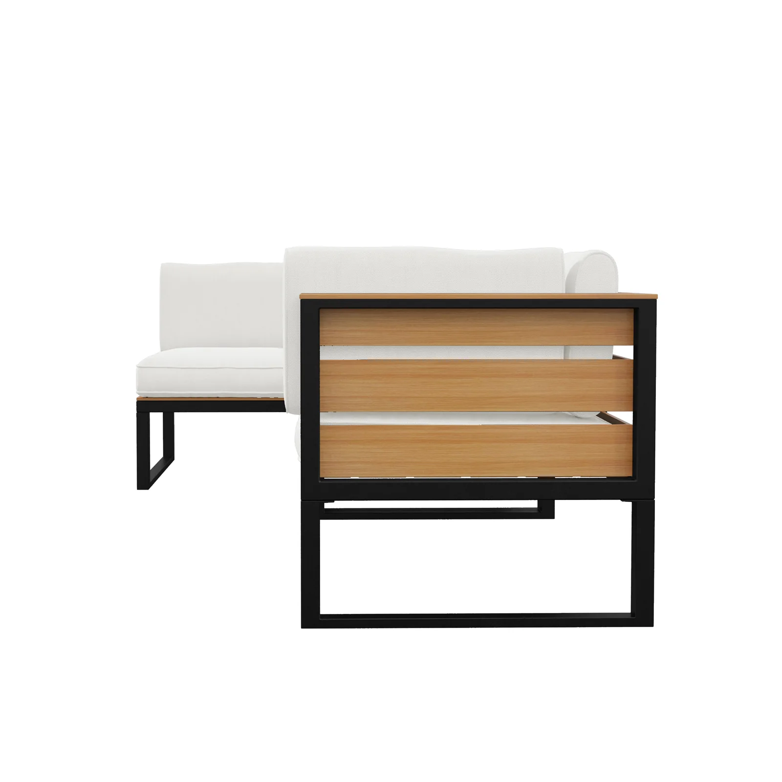 Panaluu 5 Seater Aluminium Corner Outdoor Lounge in White - Image 6