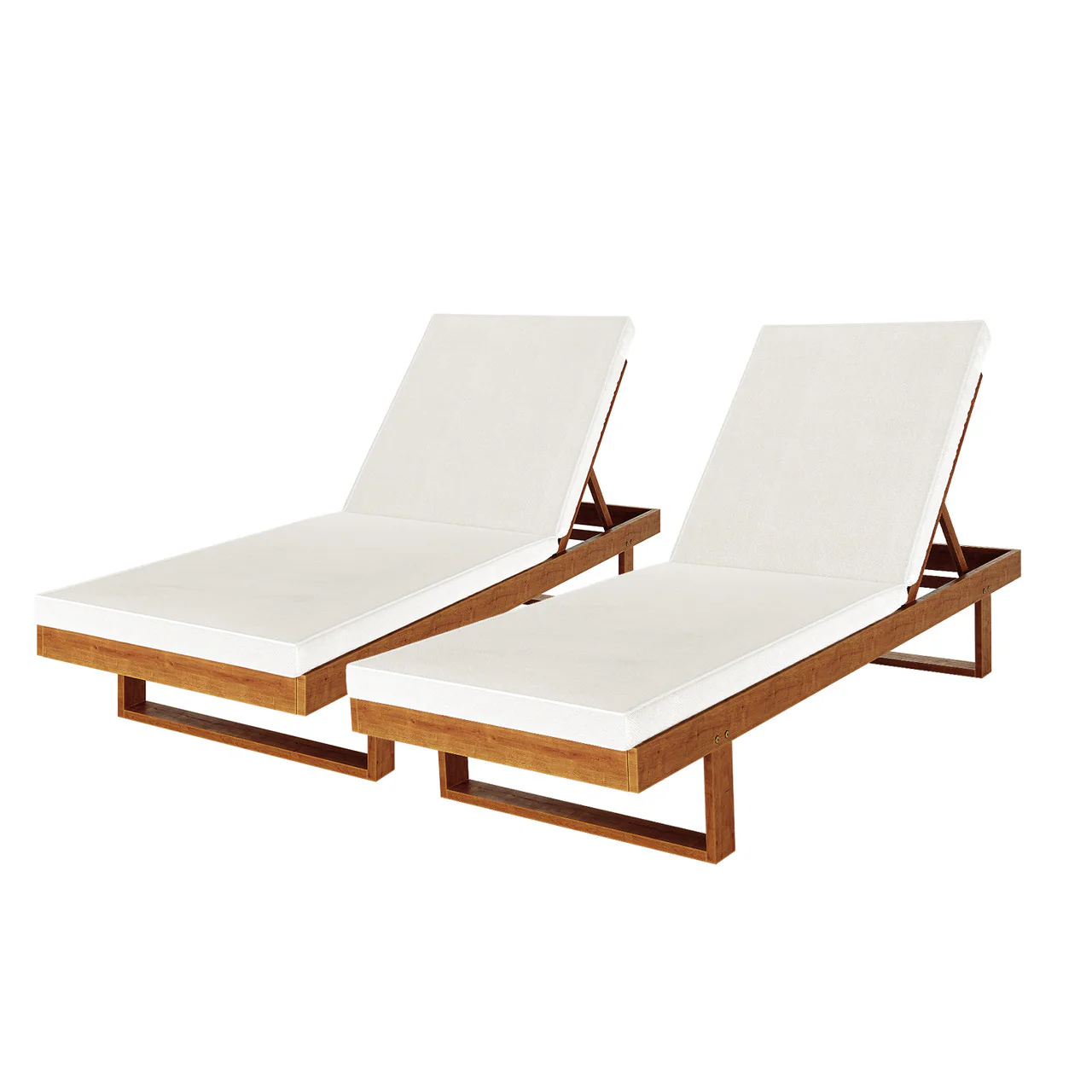 Panay Solid Outdoor Sun Lounger Set of 2 in Cream Timber