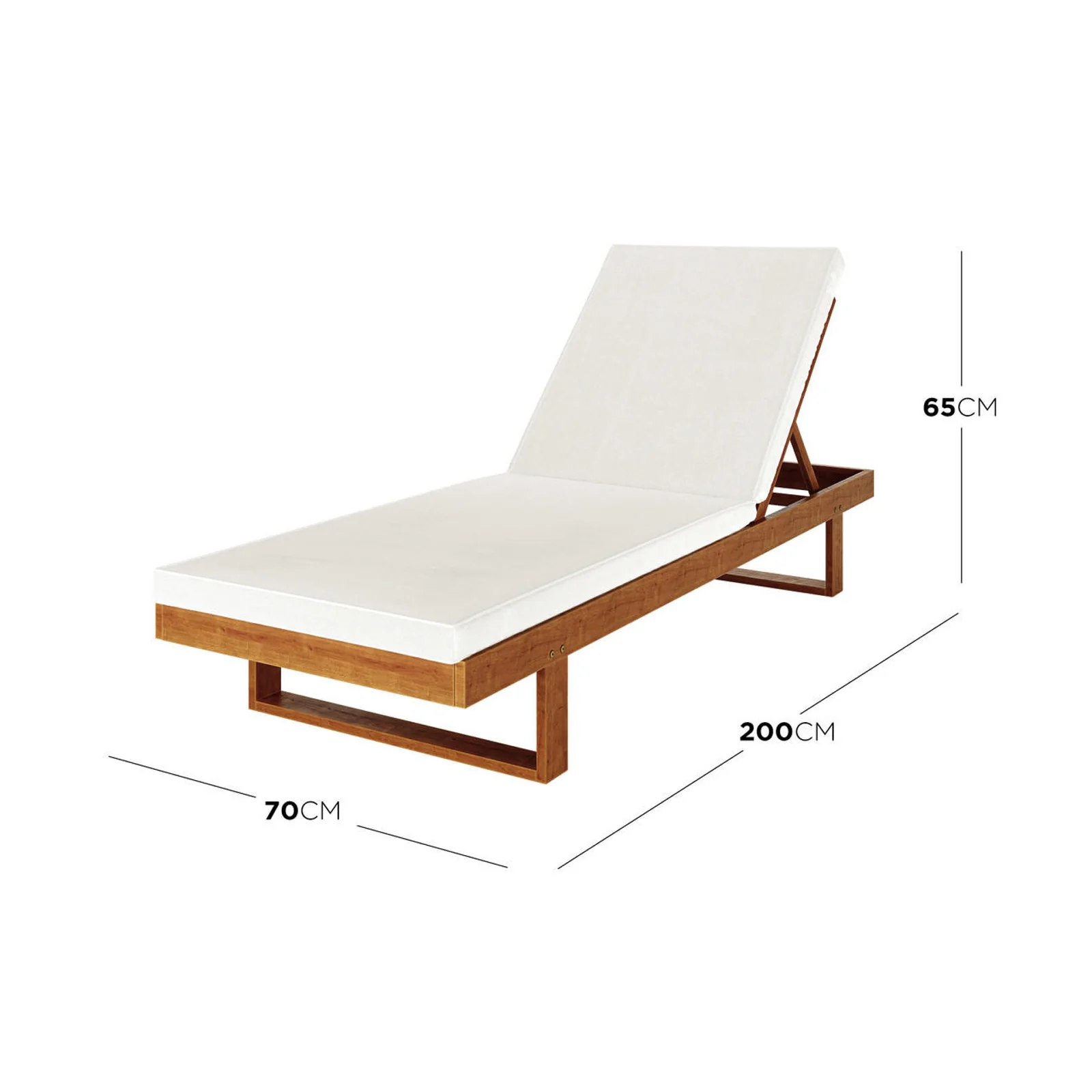 Panay Solid Outdoor Sun Lounger Set of 2 in Cream Timber - Image 3