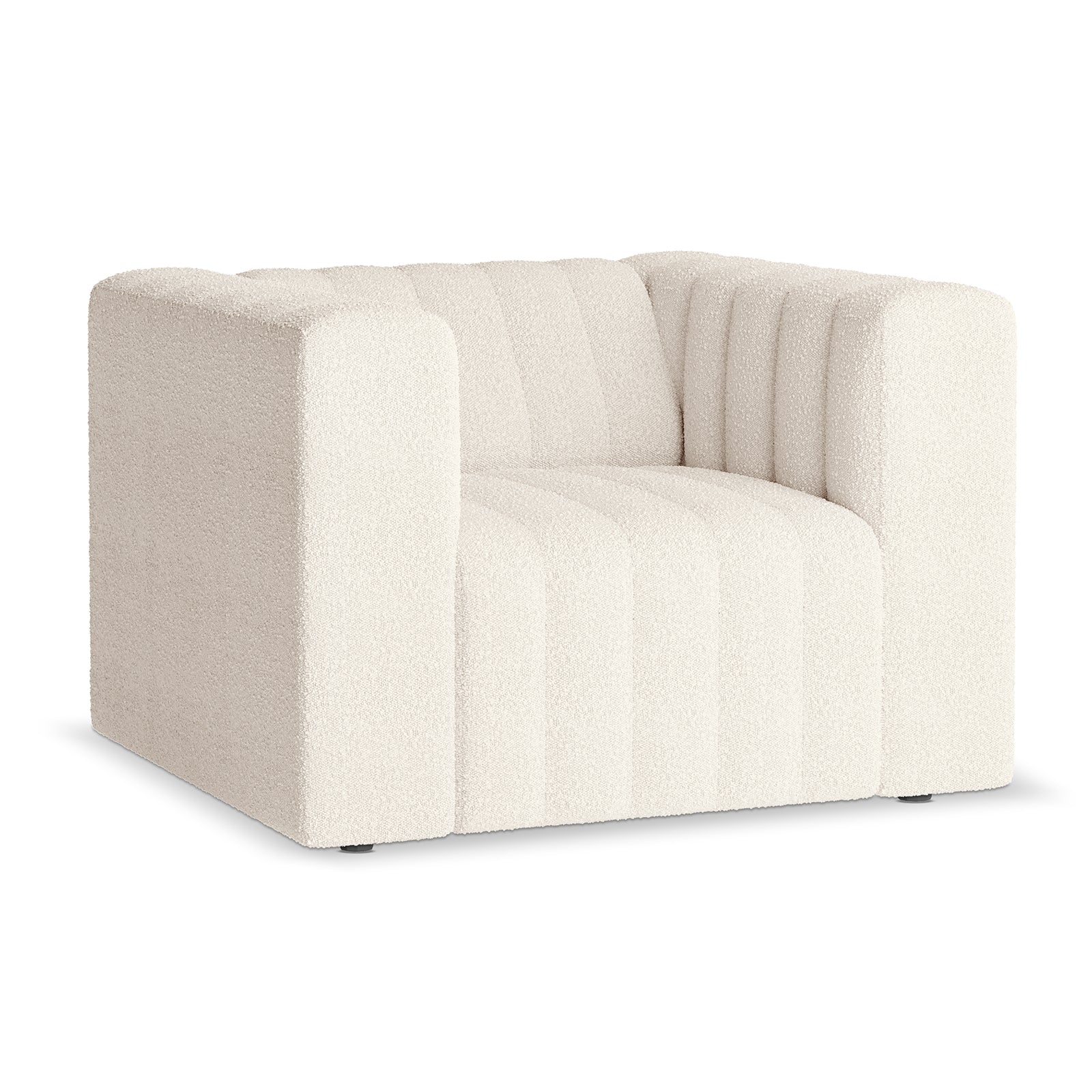 Parisa 1 Seater Tufted Boucle Single Sofa in Cream White - Image 5