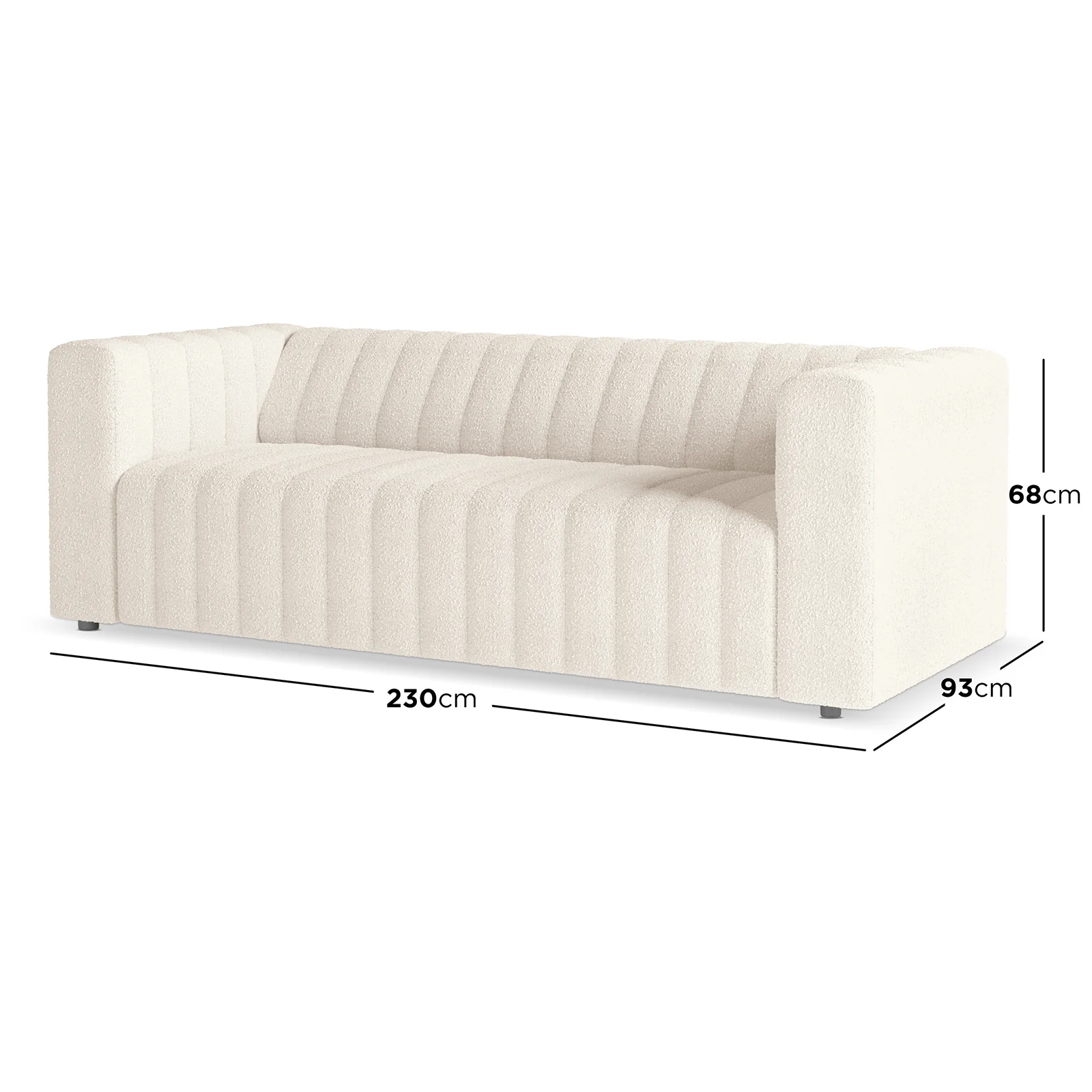 Parisa 3 Seater Tufted Boucle Sofa in Cream White - Image 3