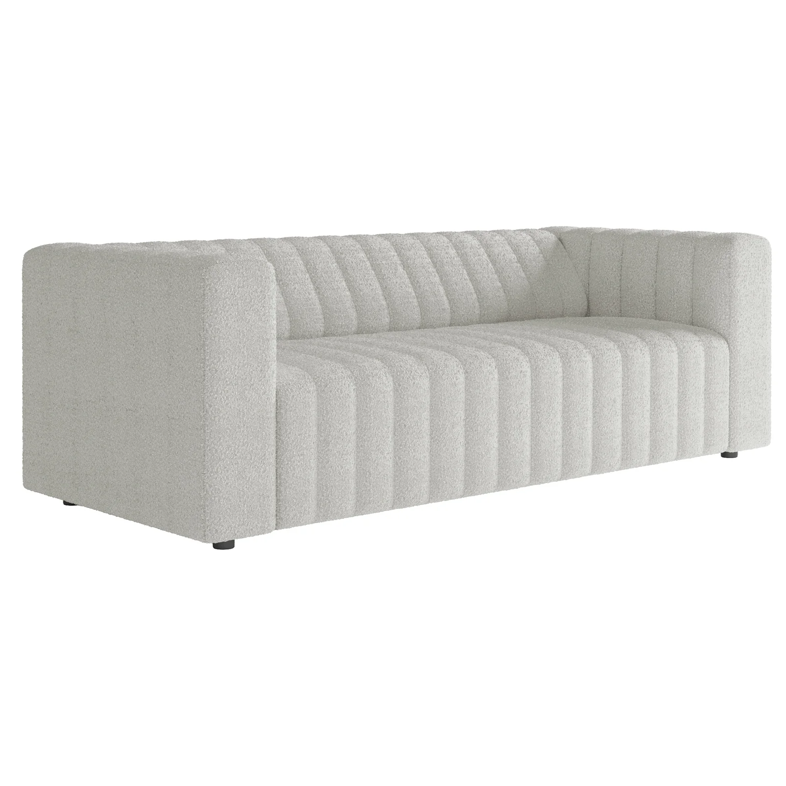 Parisa 3 Seater Tufted Boucle Sofa in Light Grey - Image 5