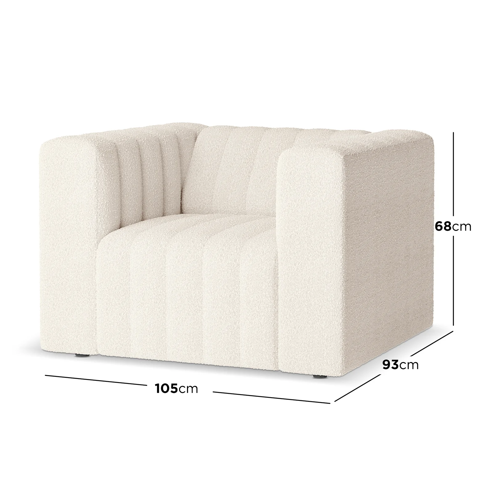 Parisa 4 Seater Tufted Boucle Sofa Set in Cream White - Image 4