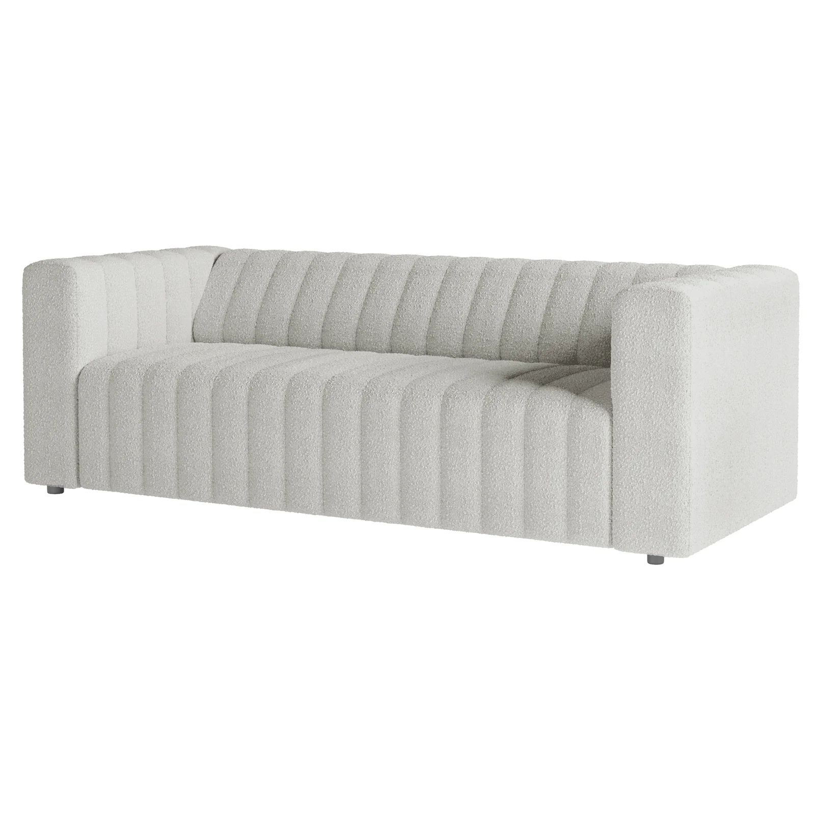 Parisa 4 Seater Tufted Boucle Sofa Set in Light Grey - Image 6