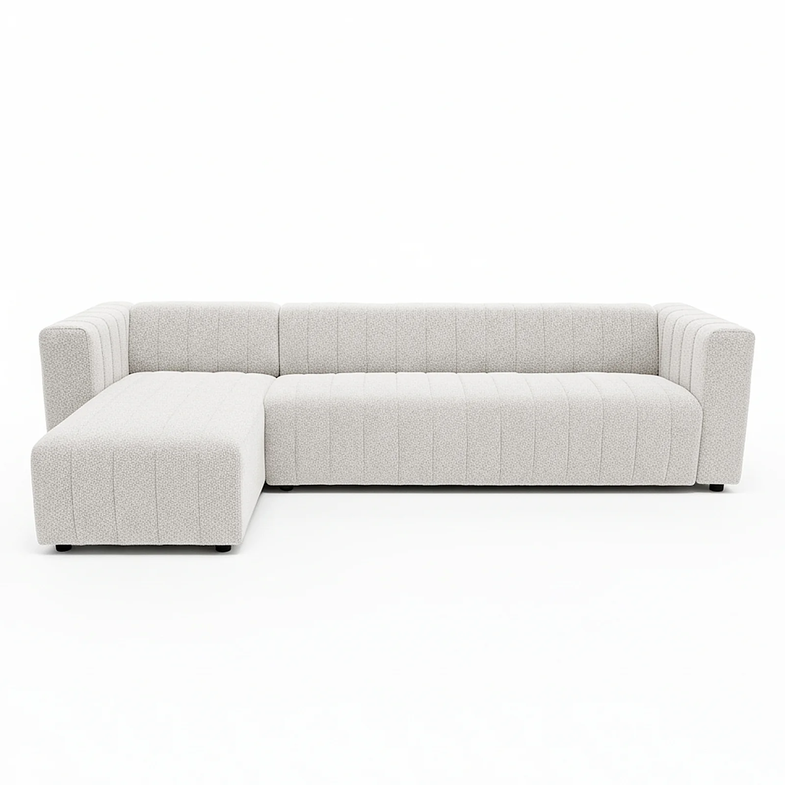 Parisa 4 Seater Tufted Boucle Sofa with Chaise in Cream White