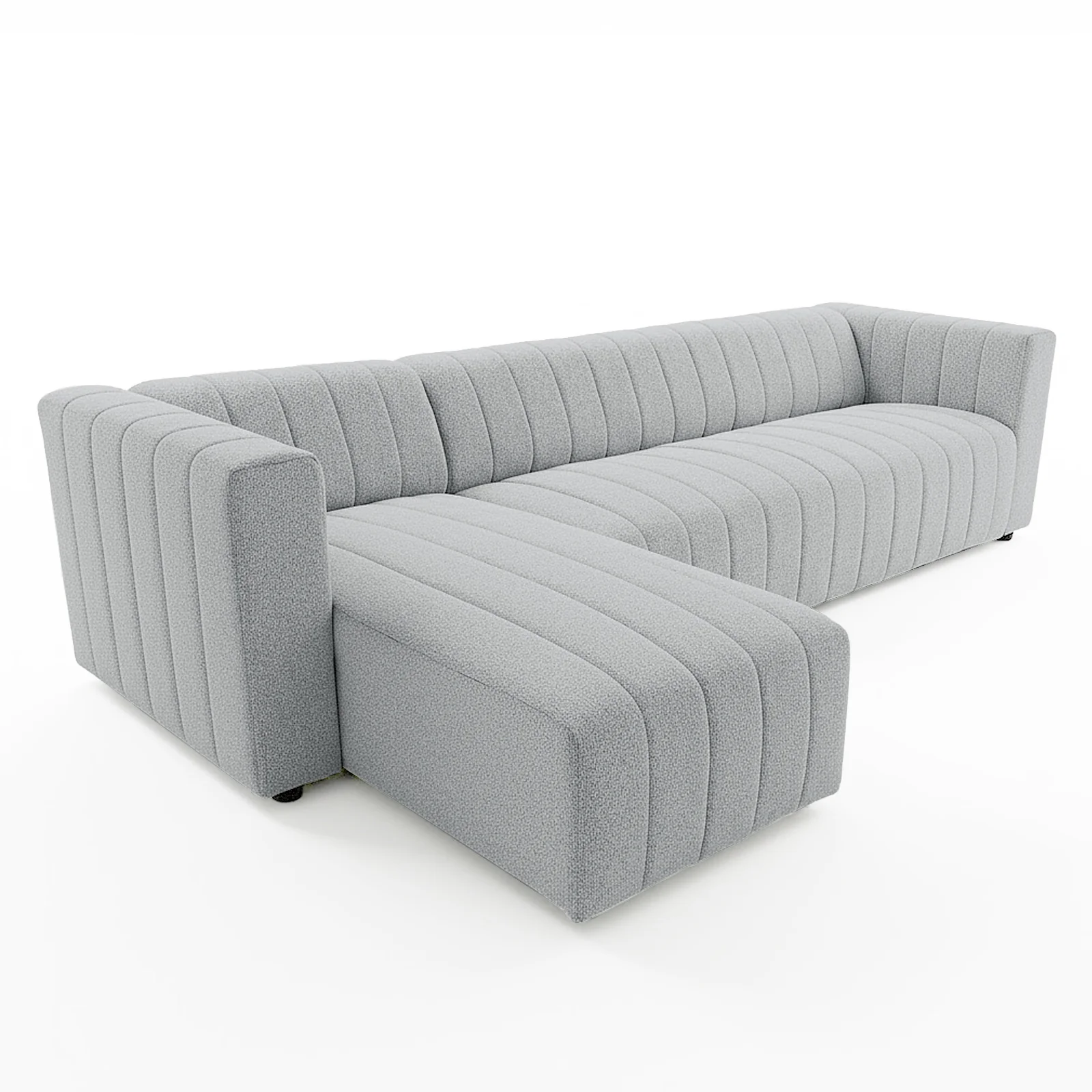 Parisa 4 Seater Tufted Boucle Sofa with Chaise in Light Grey