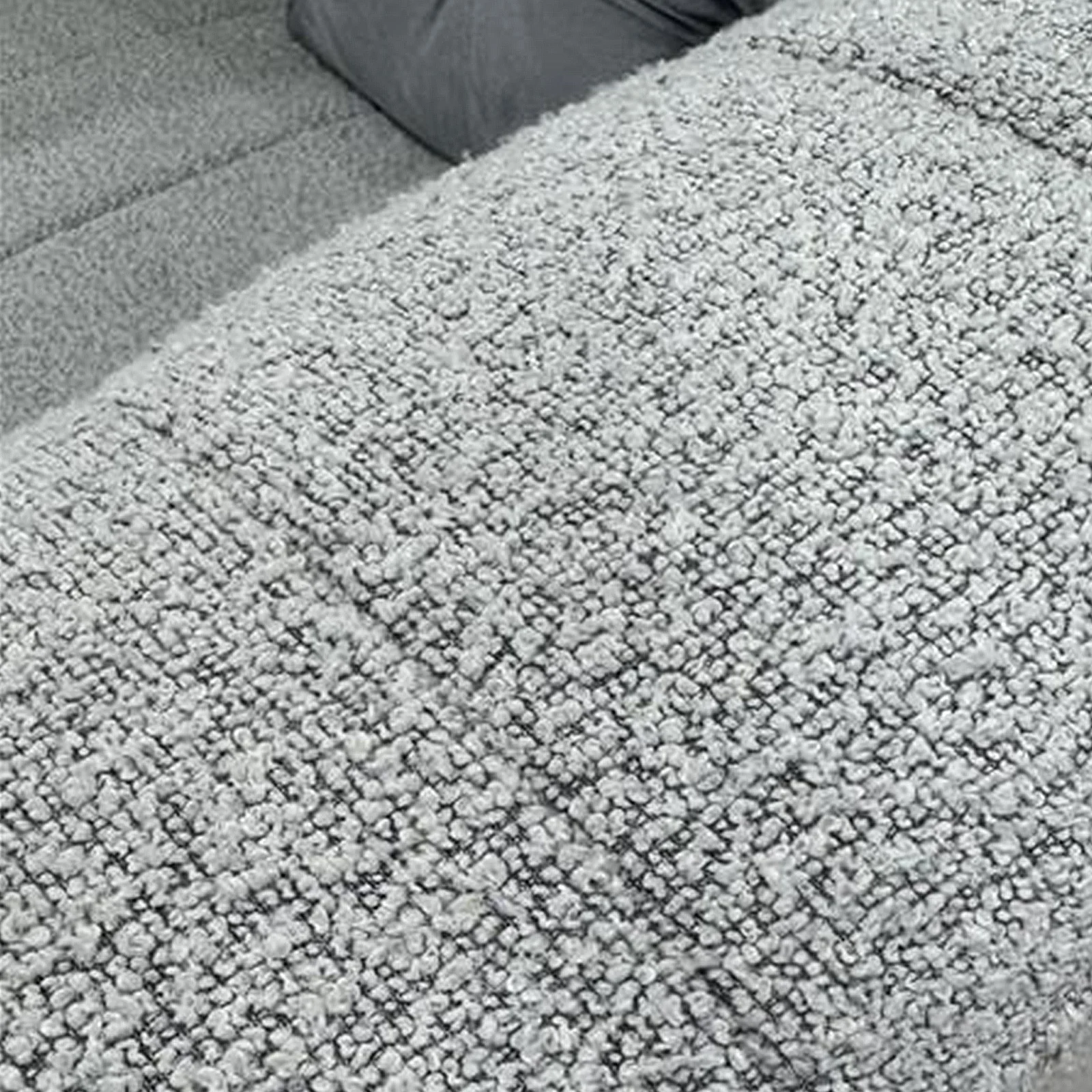Parisa 4 Seater Tufted Boucle Sofa with Chaise in Light Grey - Image 6
