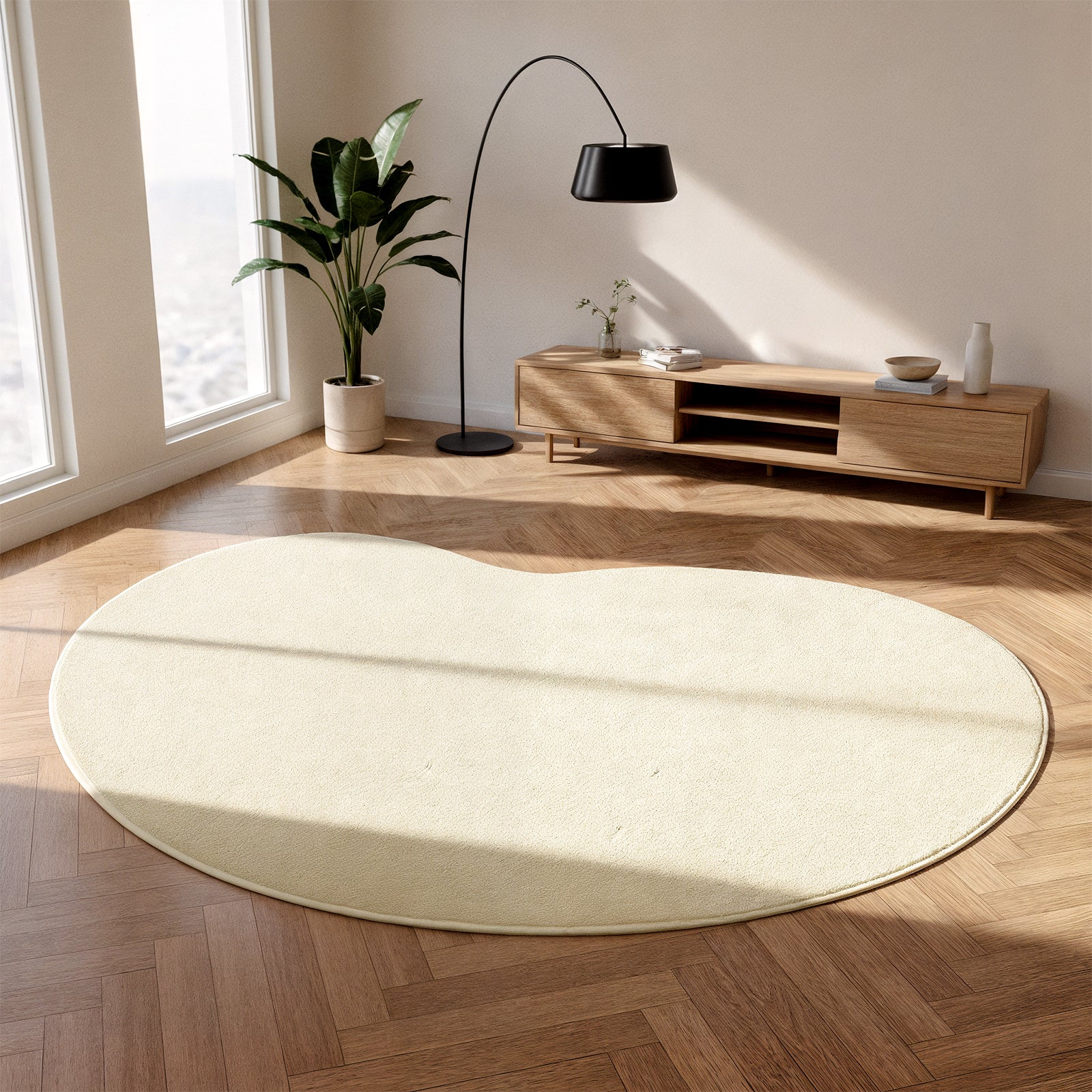 Parna 200x300cm Curved Large Soft Rug in Beige - Image 2