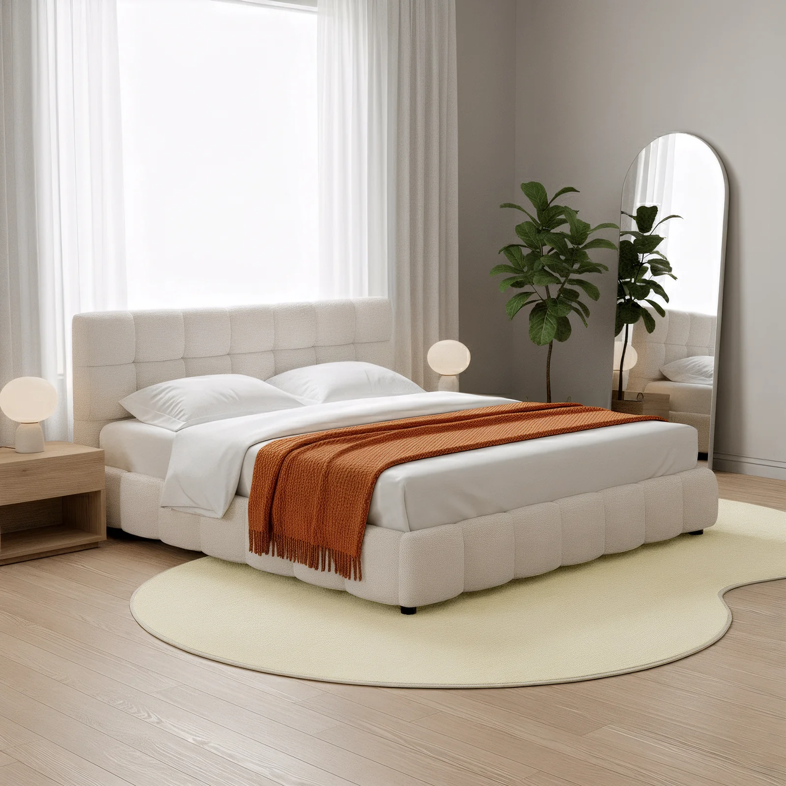 Parna Curved 300x400cm Large Soft Rug in Beige - Image 4