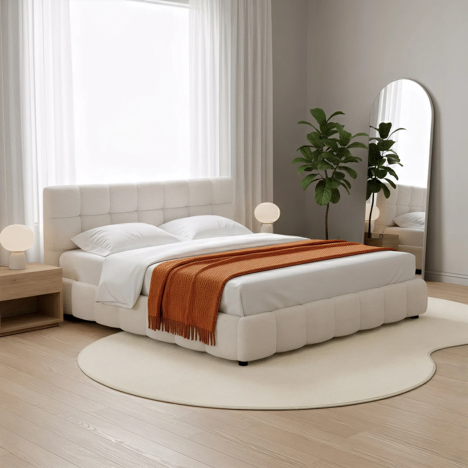 Parna Curved 300x400cm Large Soft Rug in Cream White - Image 4