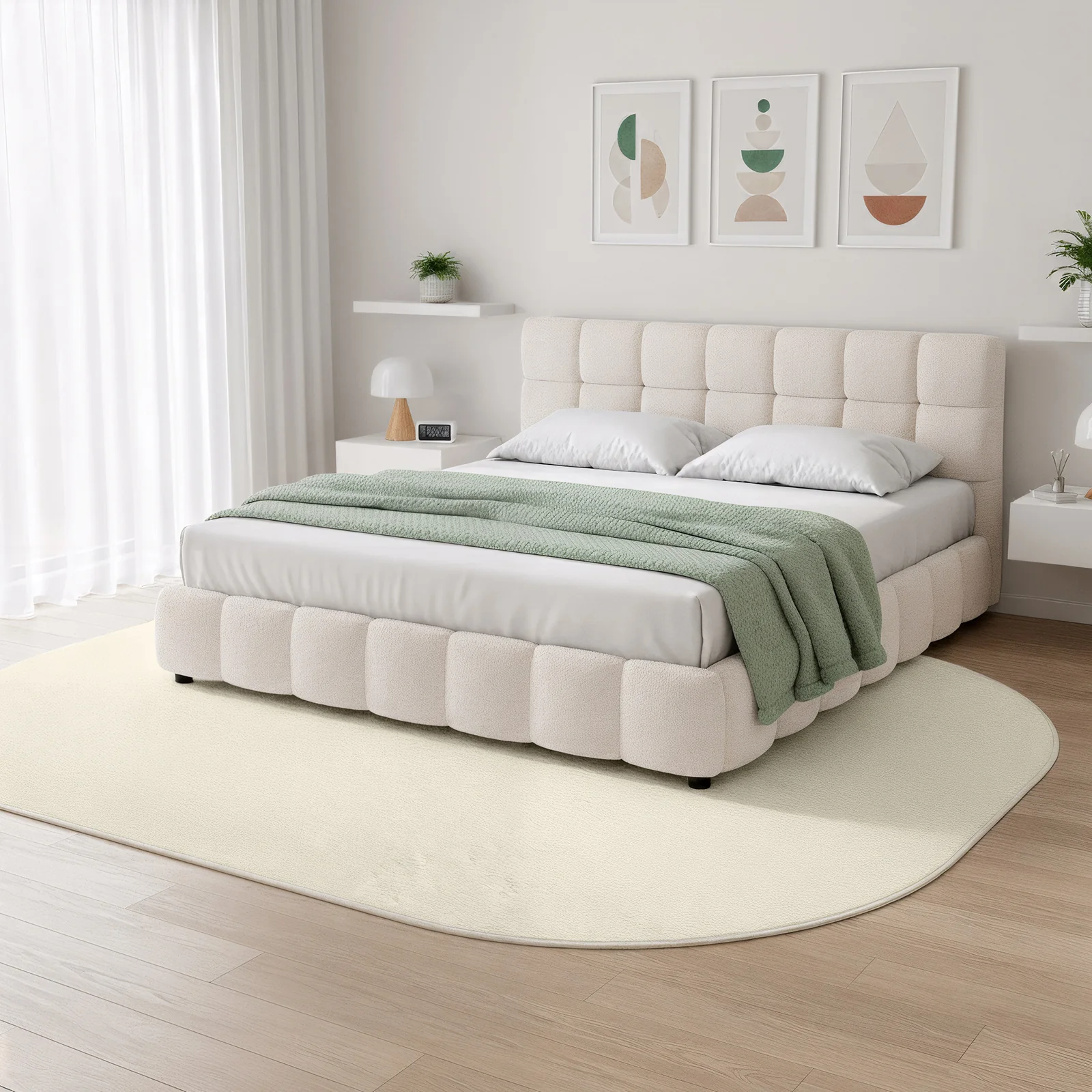 Pavla 200 x 300cm Oval Soft Rug in Beige - Image 4