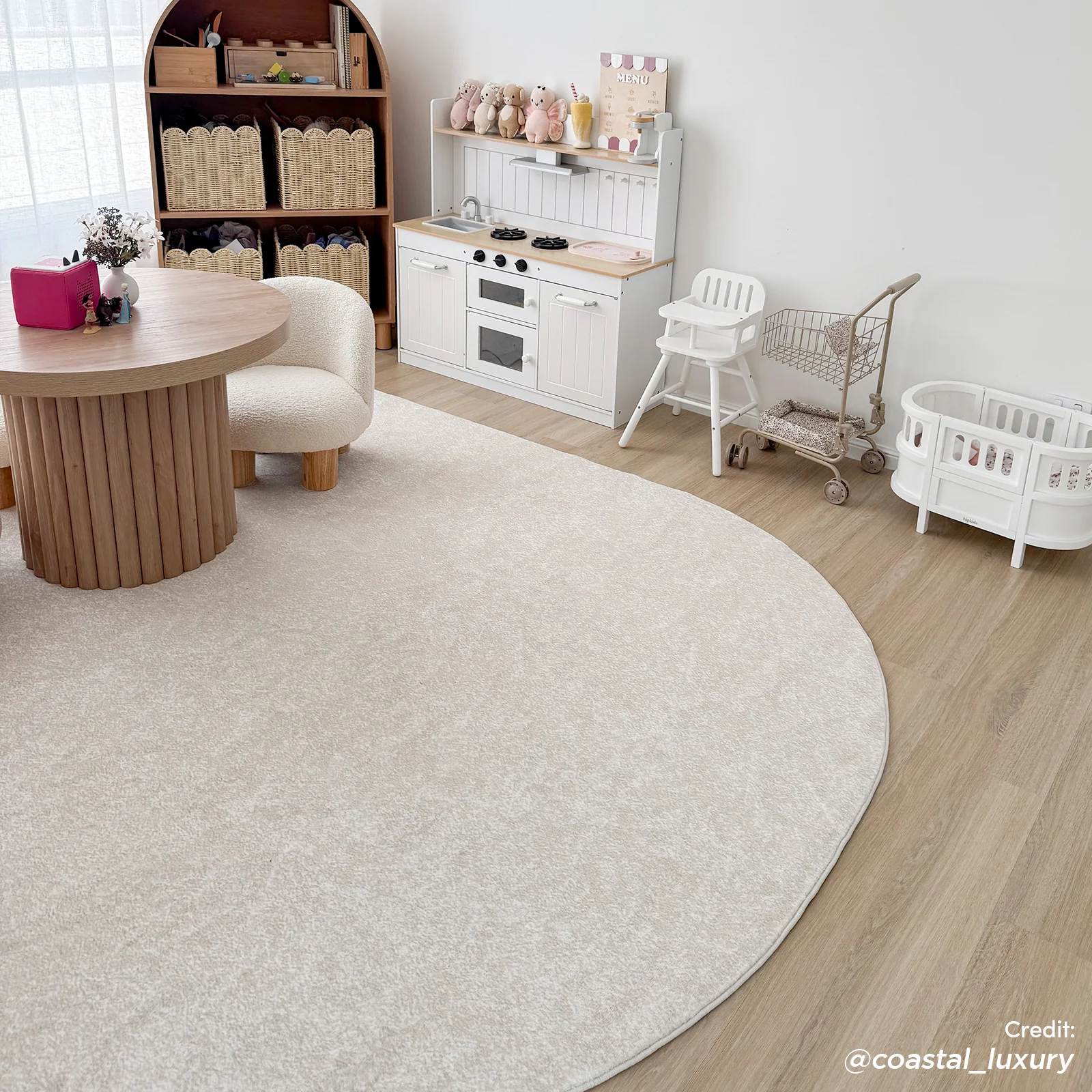 Pavla 200 x 300cm Oval Soft Rug in Cream White - Image 8