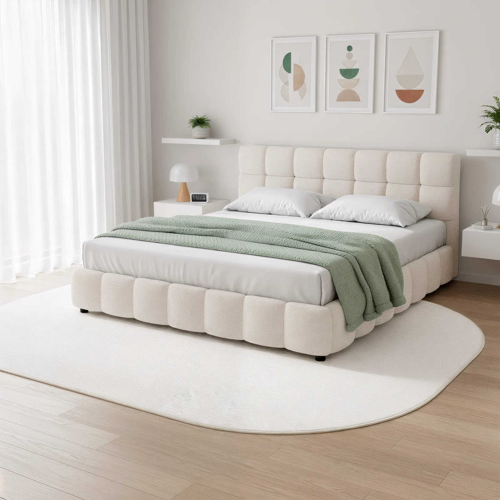 Pavla 200 x 300cm Oval Soft Rug in Cream White - Image 4