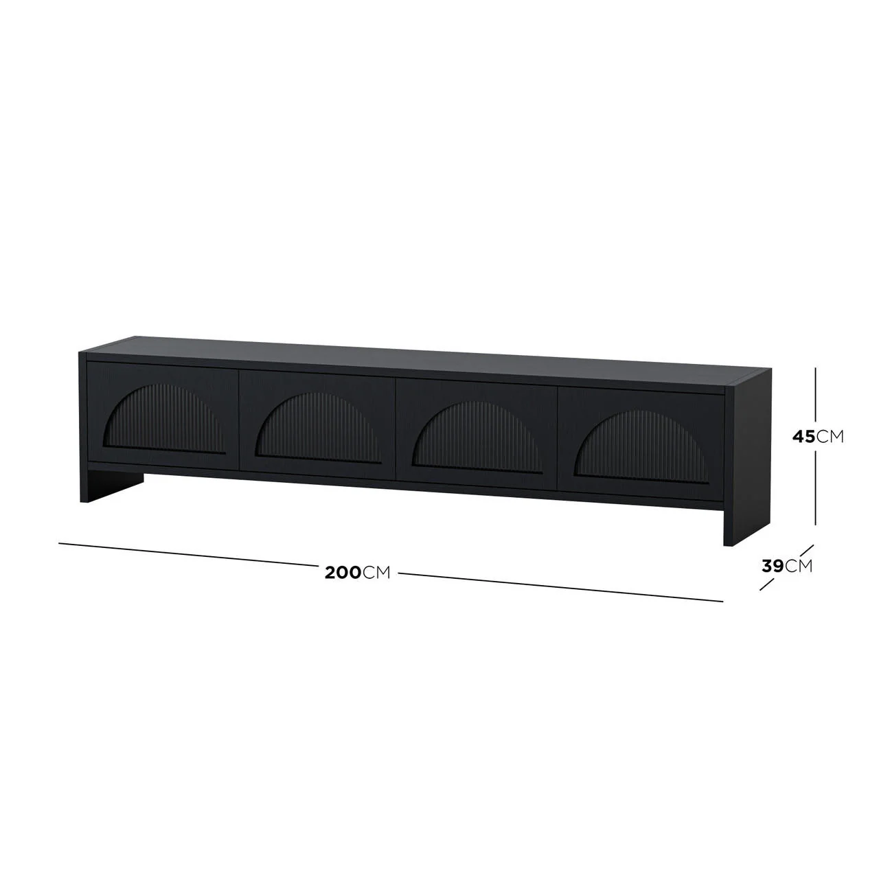 Philippe 200cm Arch Door TV Entertainment Unit in Black - Image 3