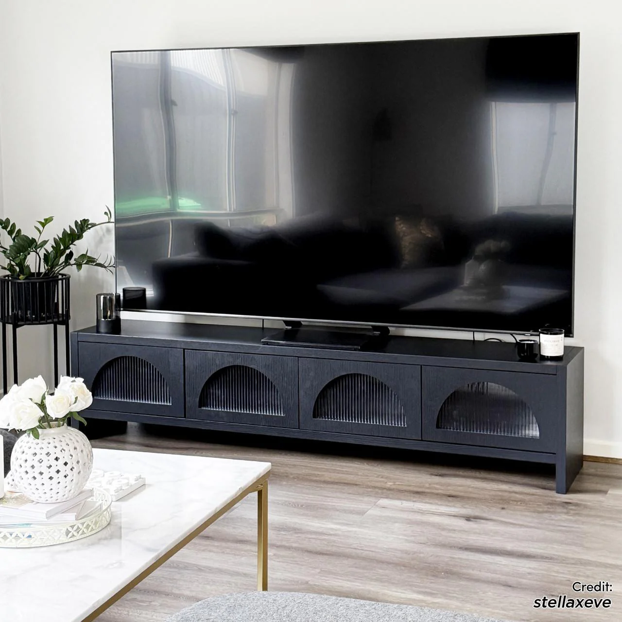 Philippe 200cm Arch Door TV Entertainment Unit in Black - Image 4