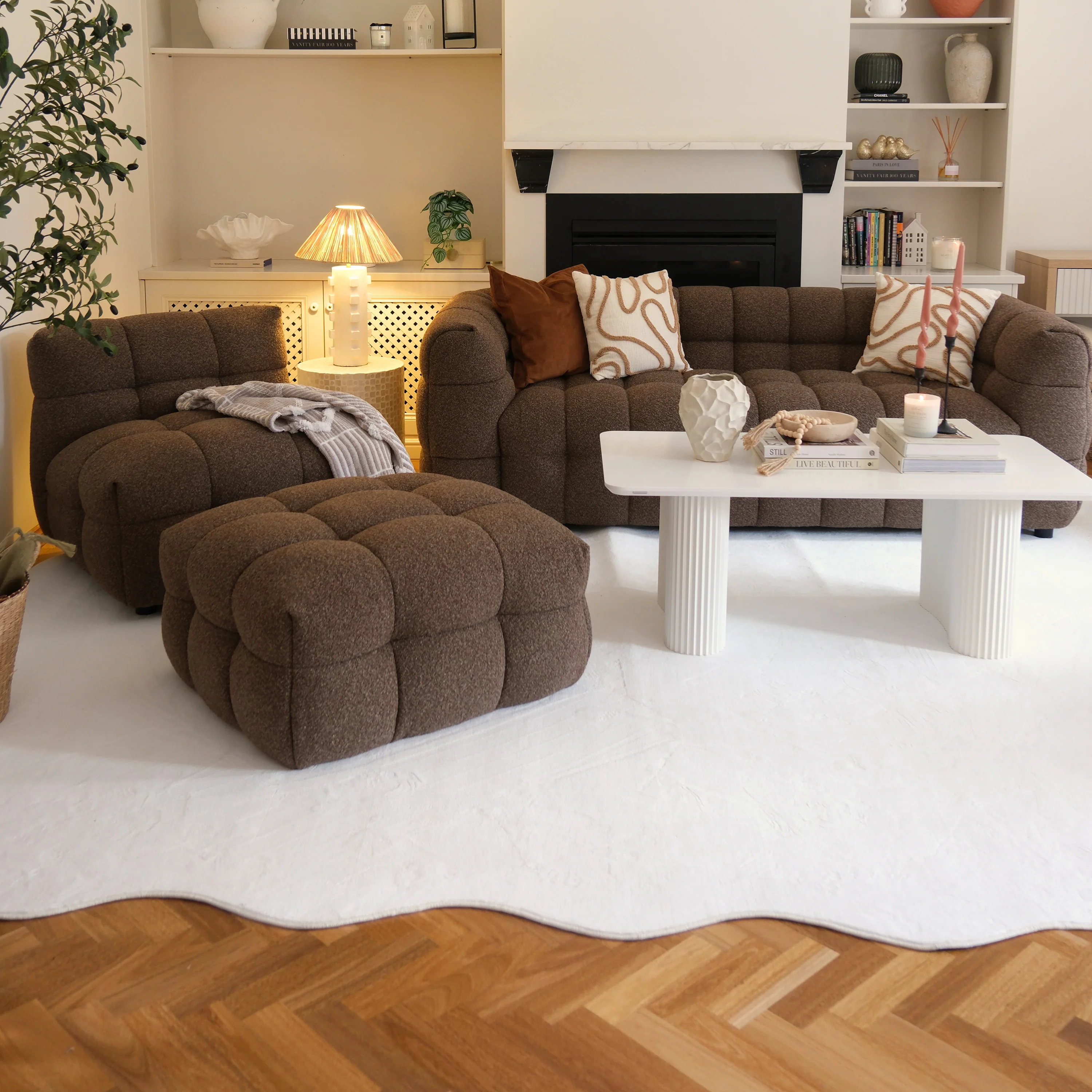 Pixie 200x300cm Large Wavy Soft Rug in Cream White - Image 2