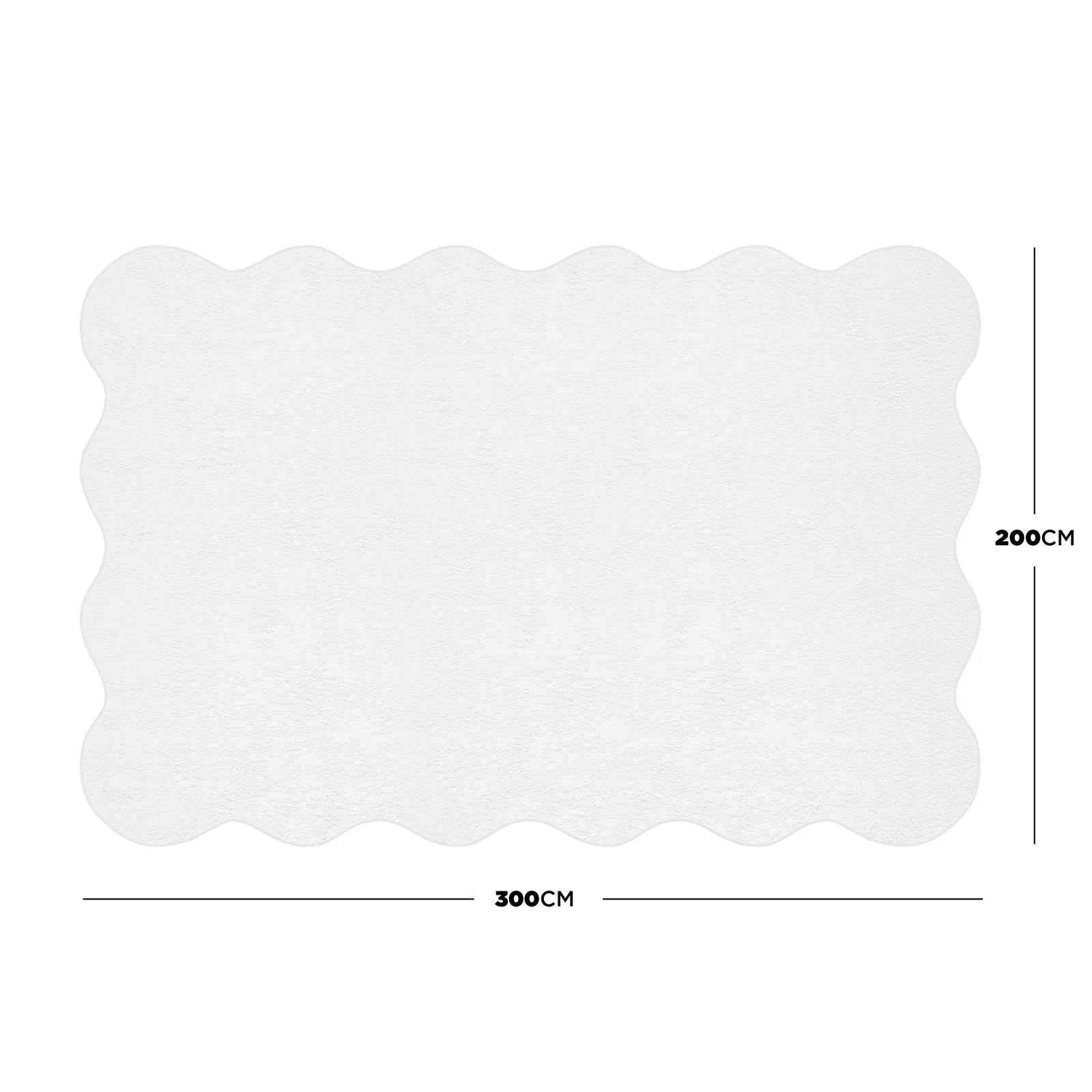 Pixie 200x300cm Large Wavy Soft Rug in Cream White - Image 3