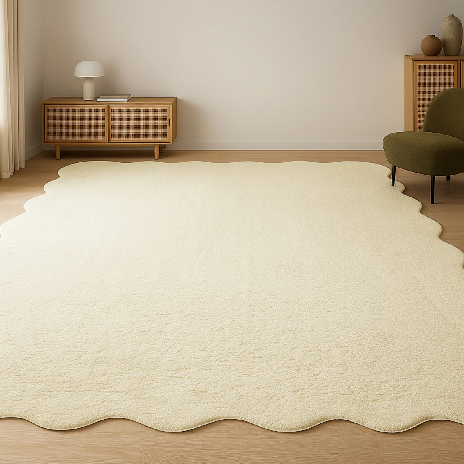 Pixie 300x400cm Large Wavy Soft Rug in Beige - Image 4