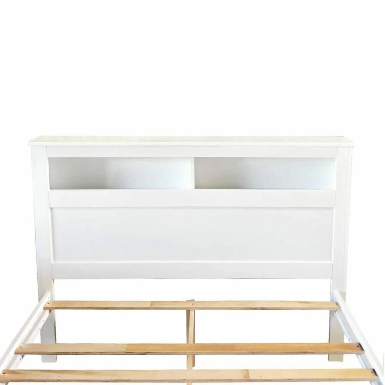 Porcia Double Wooden Storage Bed Frame with Shelves in White - Image 8