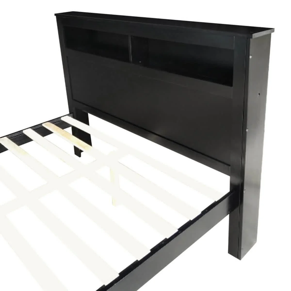 Porcia Queen Wooden Storage Bed Frame with Shelves in Black - Image 5