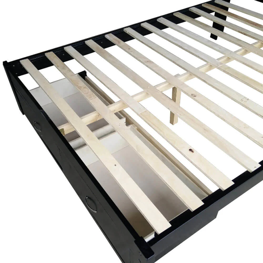 Porcia Queen Wooden Storage Bed Frame with Shelves in Black - Image 6