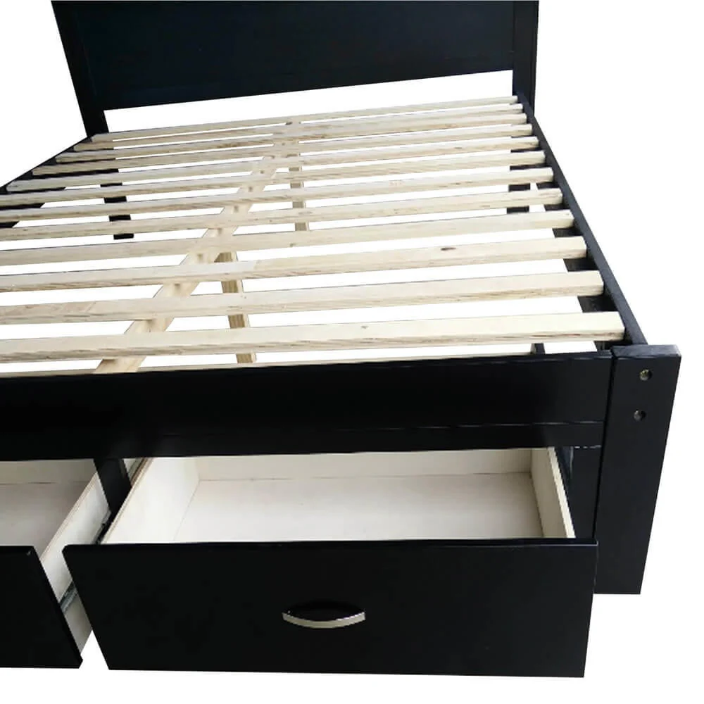 Porcia Queen Wooden Storage Bed Frame with Shelves in Black - Image 7