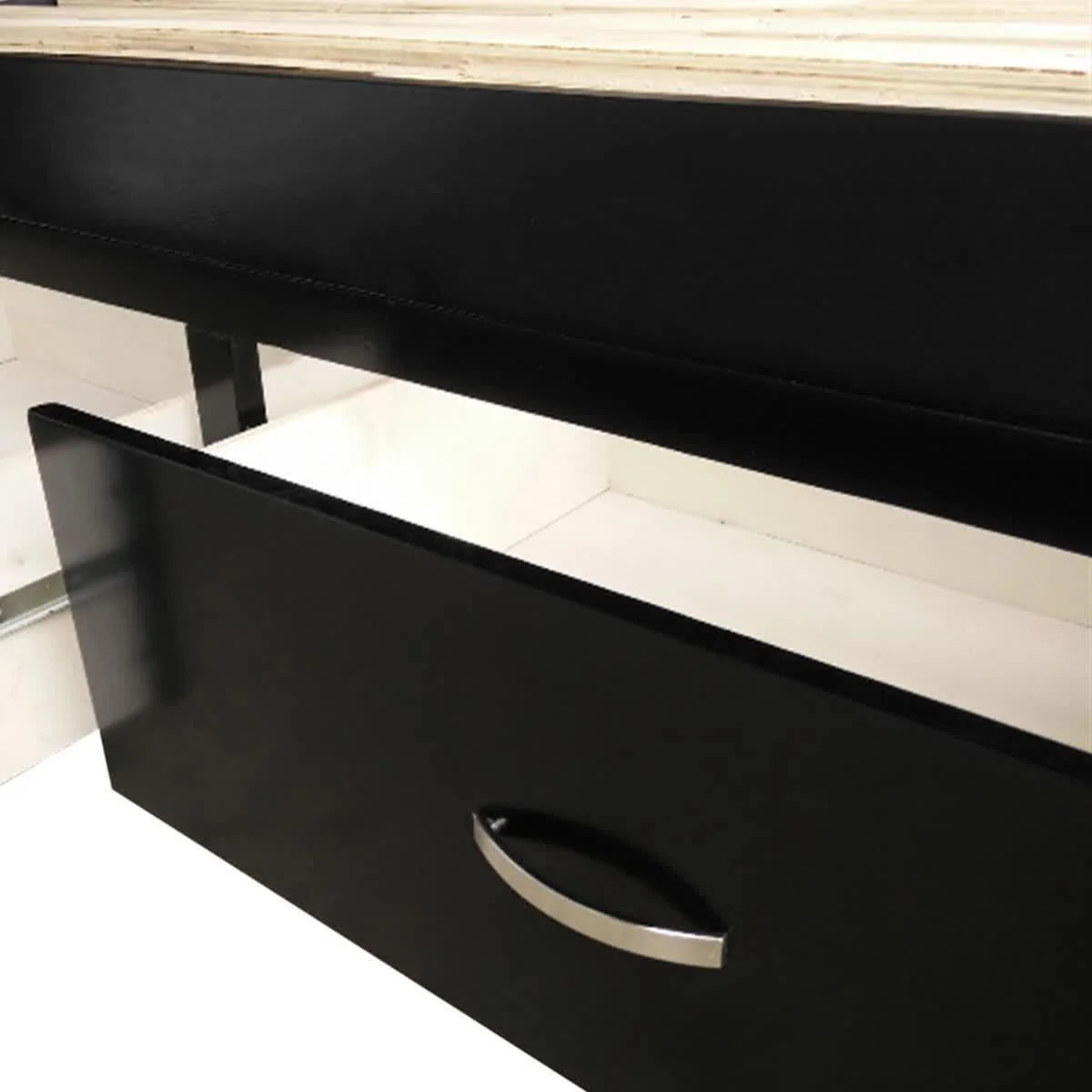 Porcia Queen Wooden Storage Bed Frame with Shelves in Black - Image 8
