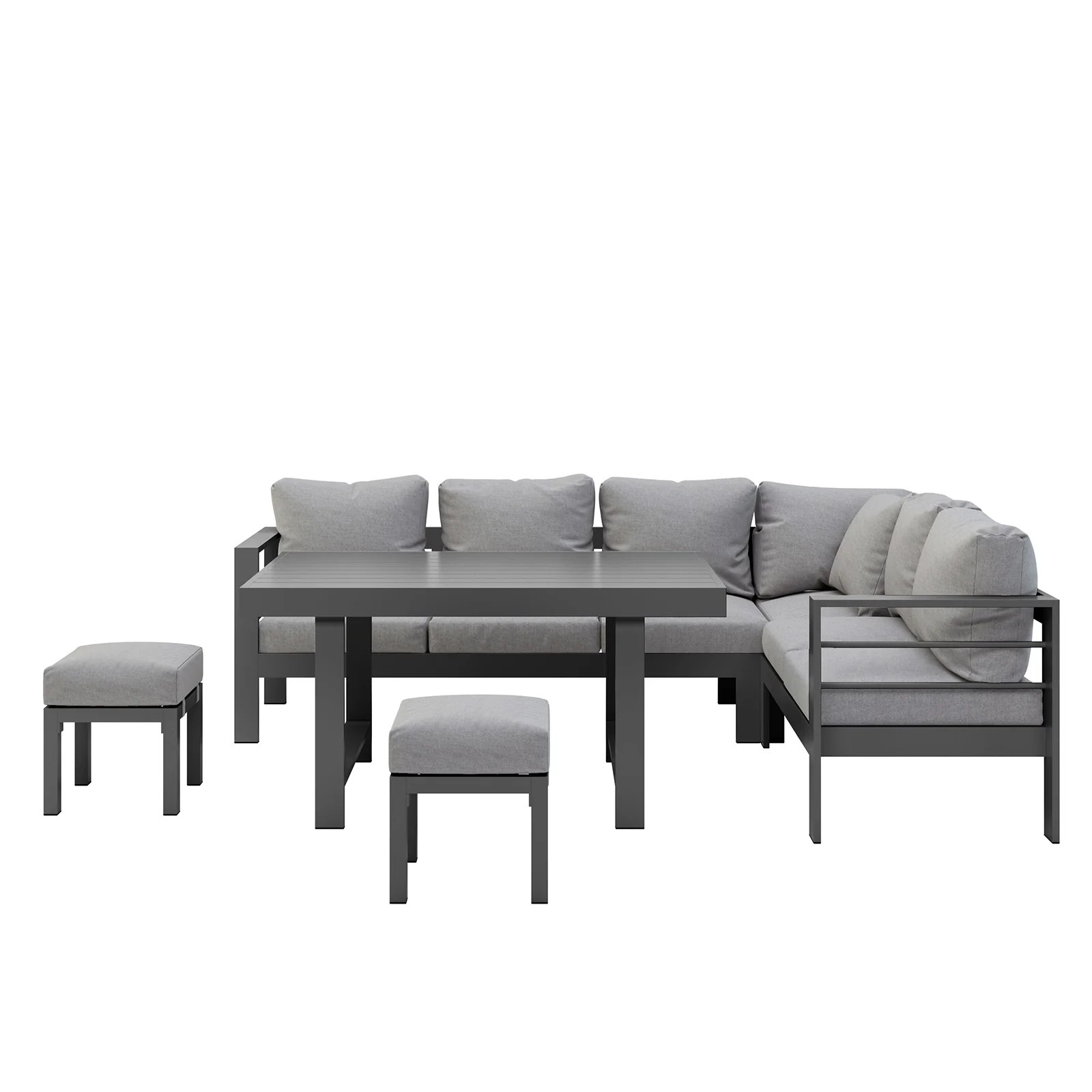 Portland Outdoor Corner Sofa Lounge with Foot Stools in Grey - Image 5