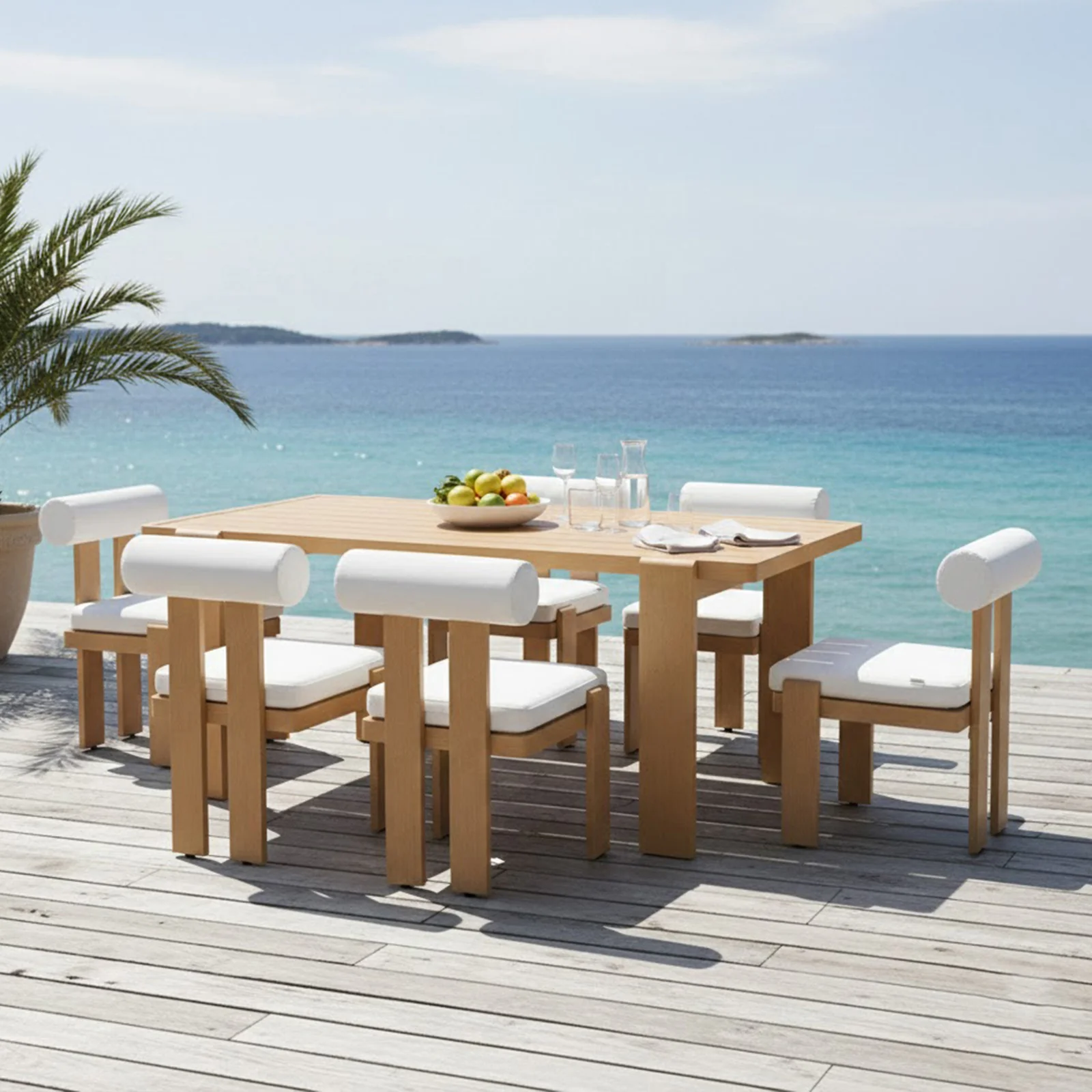 Positano 6 Seater Aluminium Outdoor Dining Set in White - Image 2