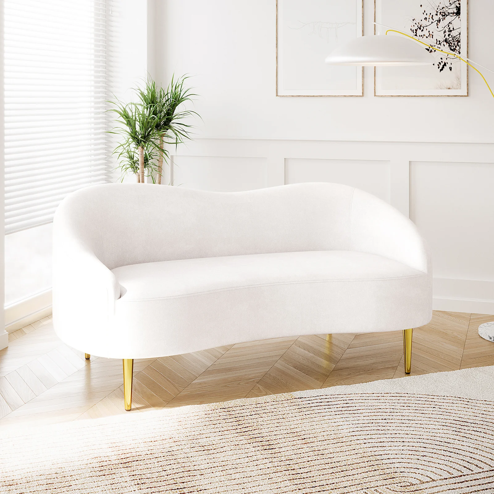 Prima 2 Seater Velvet Sofa in Cream - Image 2