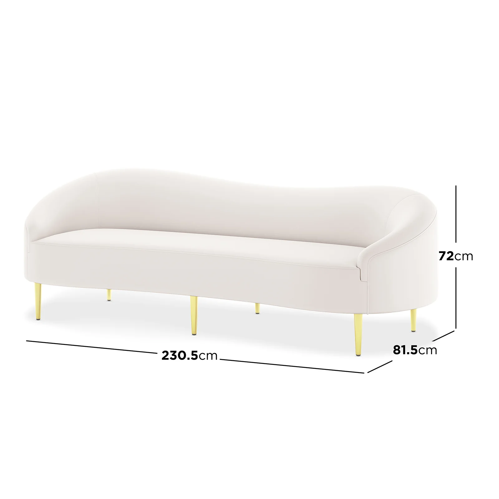 Prima 3 Seater Velvet Sofa in Cream - Image 3