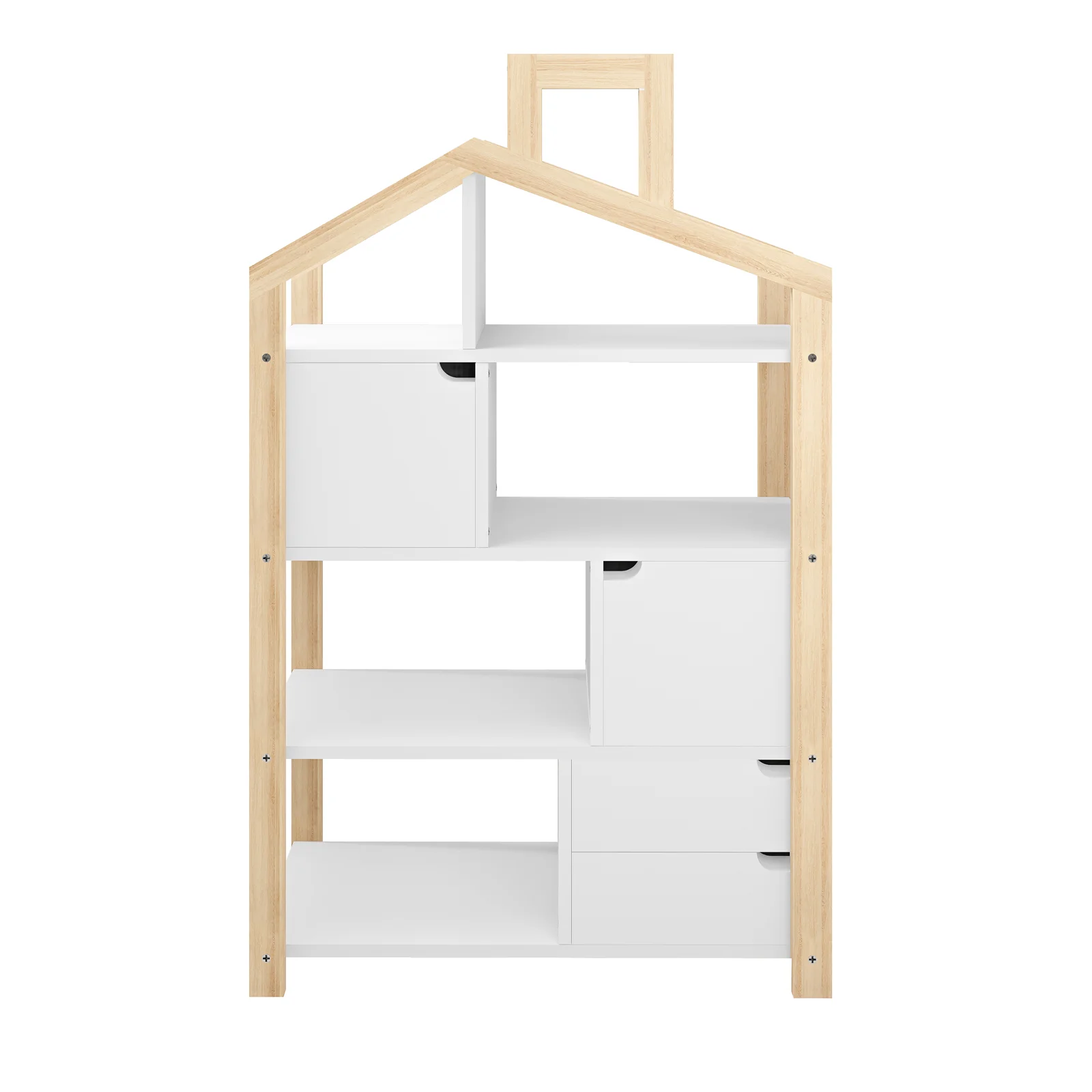 Quinta Kids 147cm House Bookcase Storage in White & Natural