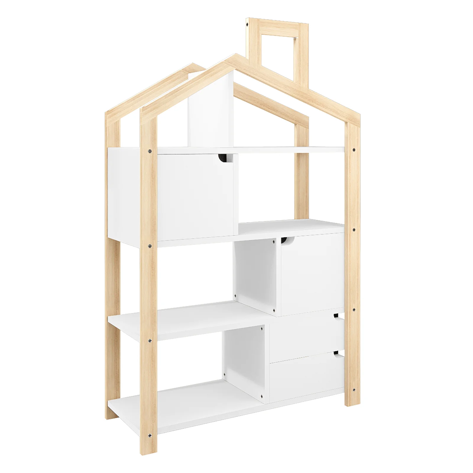 Quinta Kids 147cm House Bookcase Storage in White & Natural - Image 5