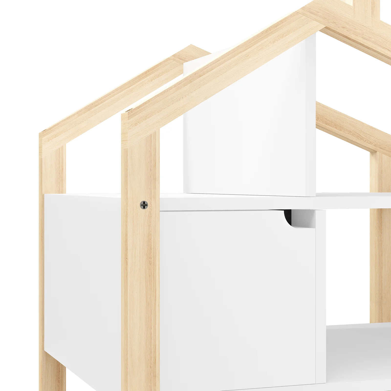 Quinta Kids 147cm House Bookcase Storage in White & Natural - Image 6