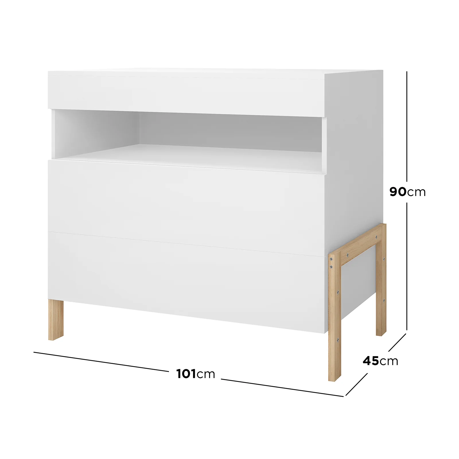 Quinta Tallboy Dresser with Drawers in White & Natural - Image 3
