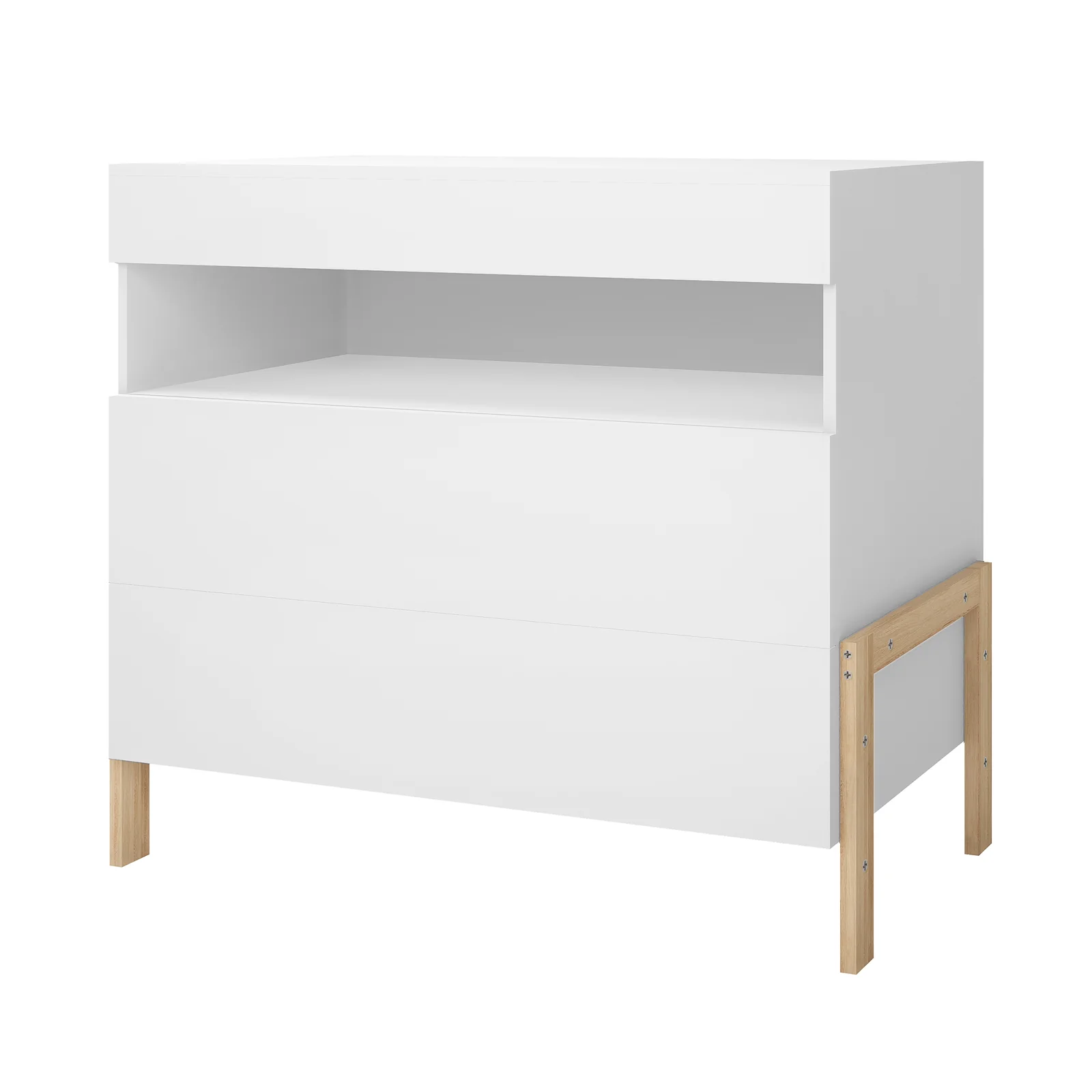 Quinta Tallboy Dresser with Drawers in White & Natural - Image 4