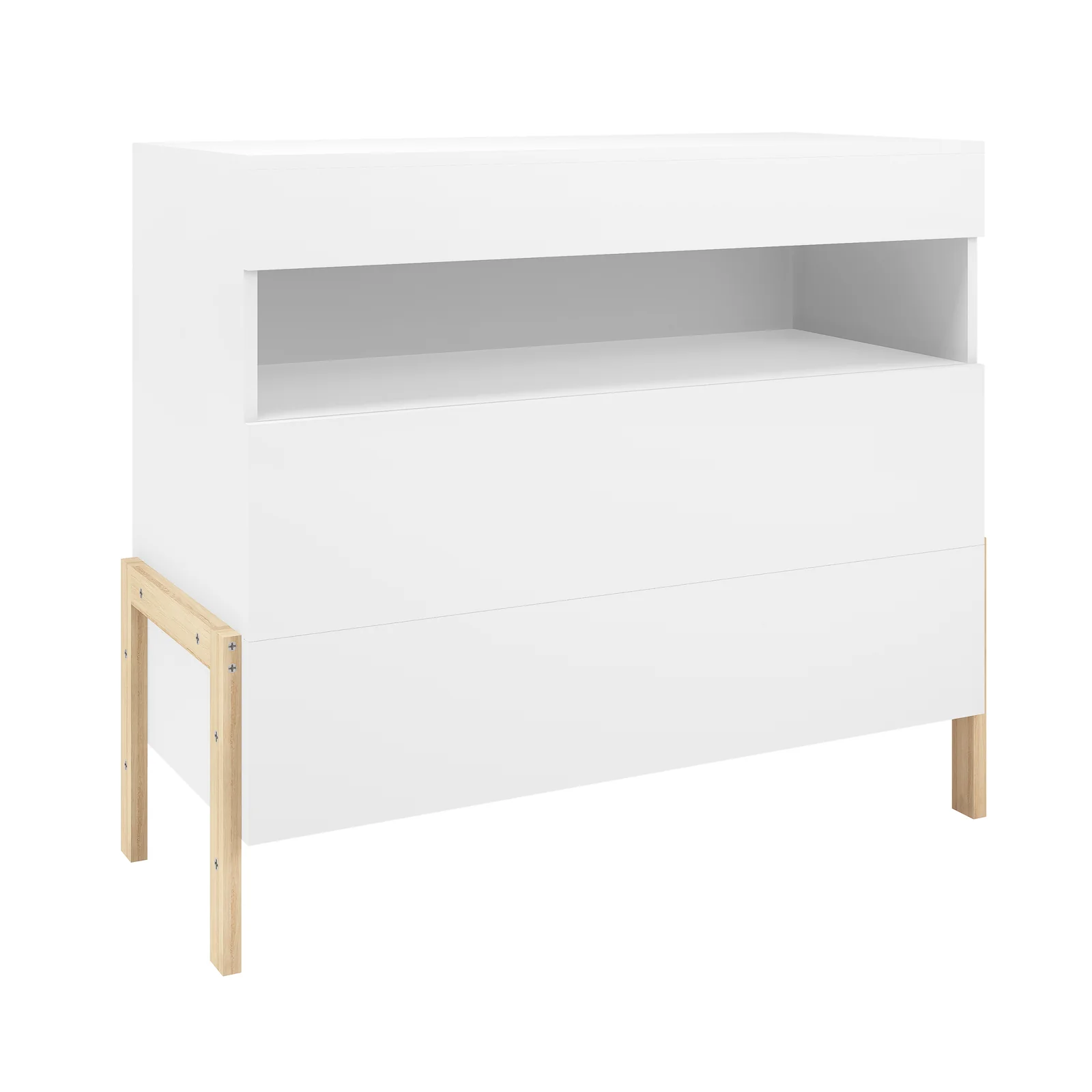Quinta Tallboy Dresser with Drawers in White & Natural - Image 5