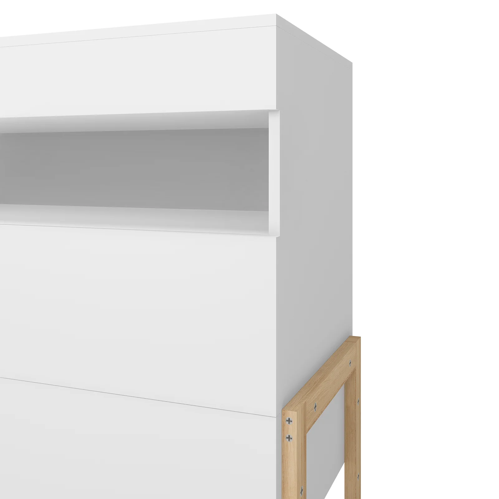 Quinta Tallboy Dresser with Drawers in White & Natural - Image 6